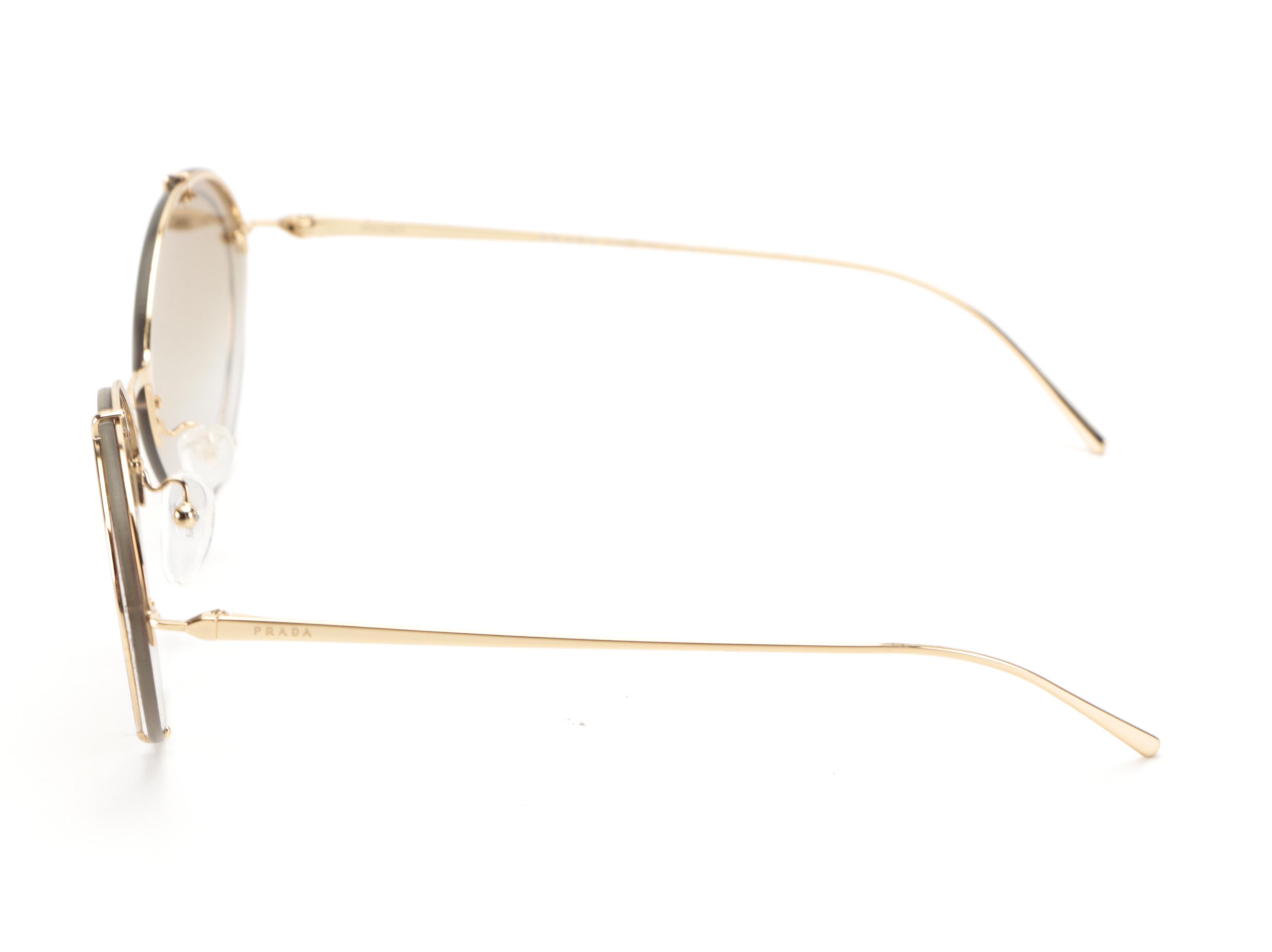 Prada SPR60U Semi-Rimless Sunglasses in Gold Tone and Lens Tint