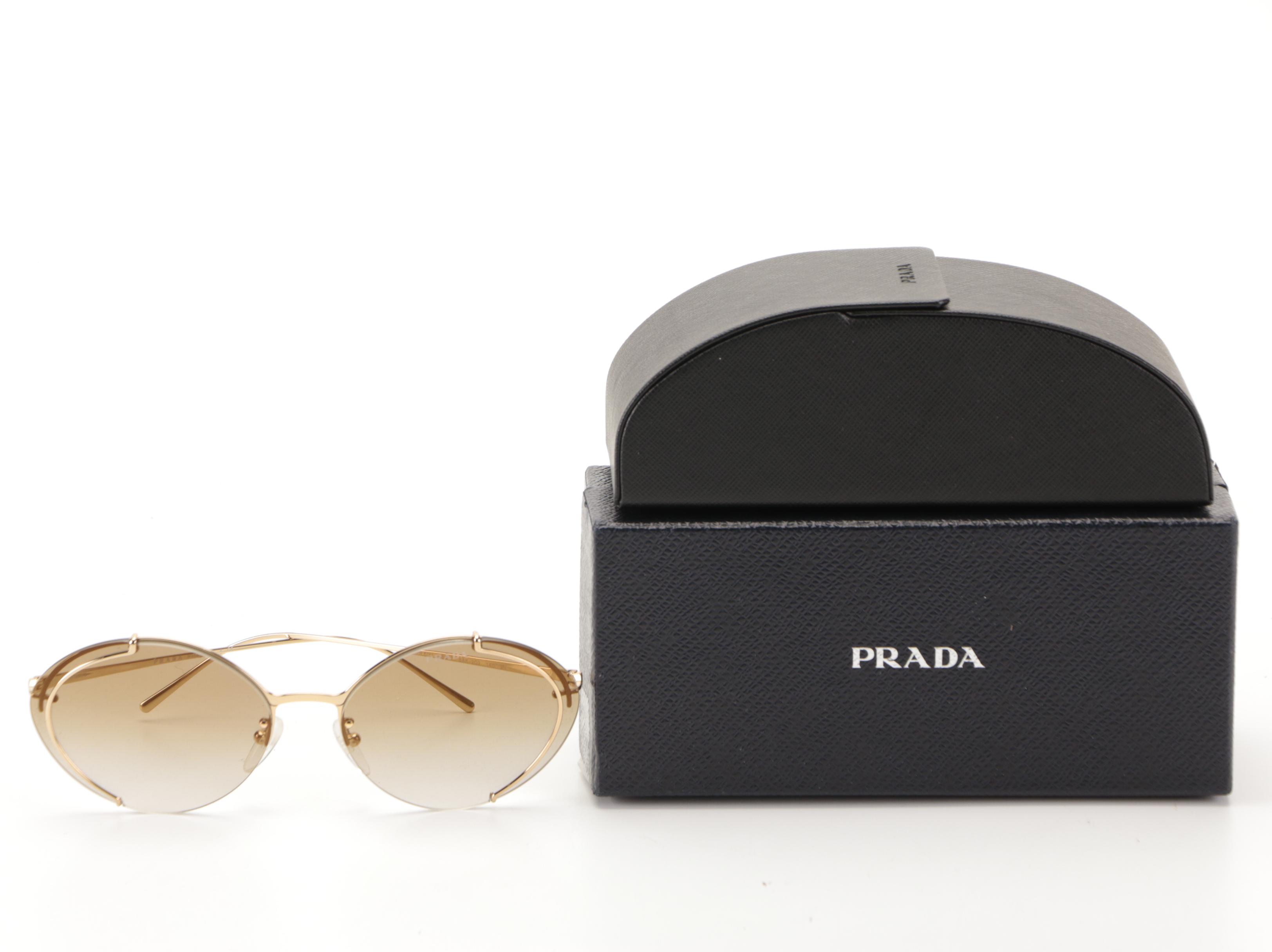 Prada SPR60U Semi-Rimless Sunglasses in Gold Tone and Lens Tint