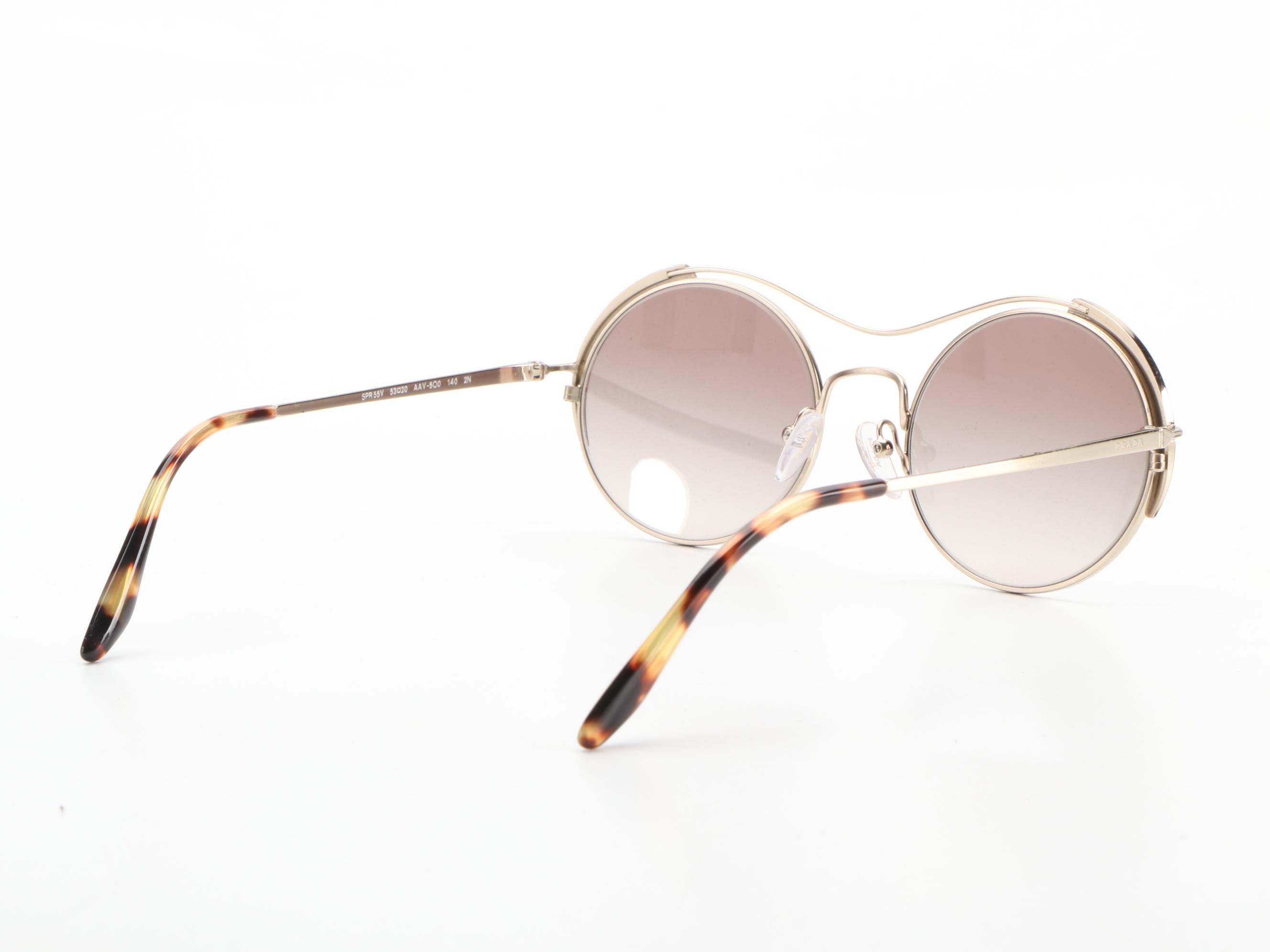 Prada SPR55V Round Sunglasses with Case and Box