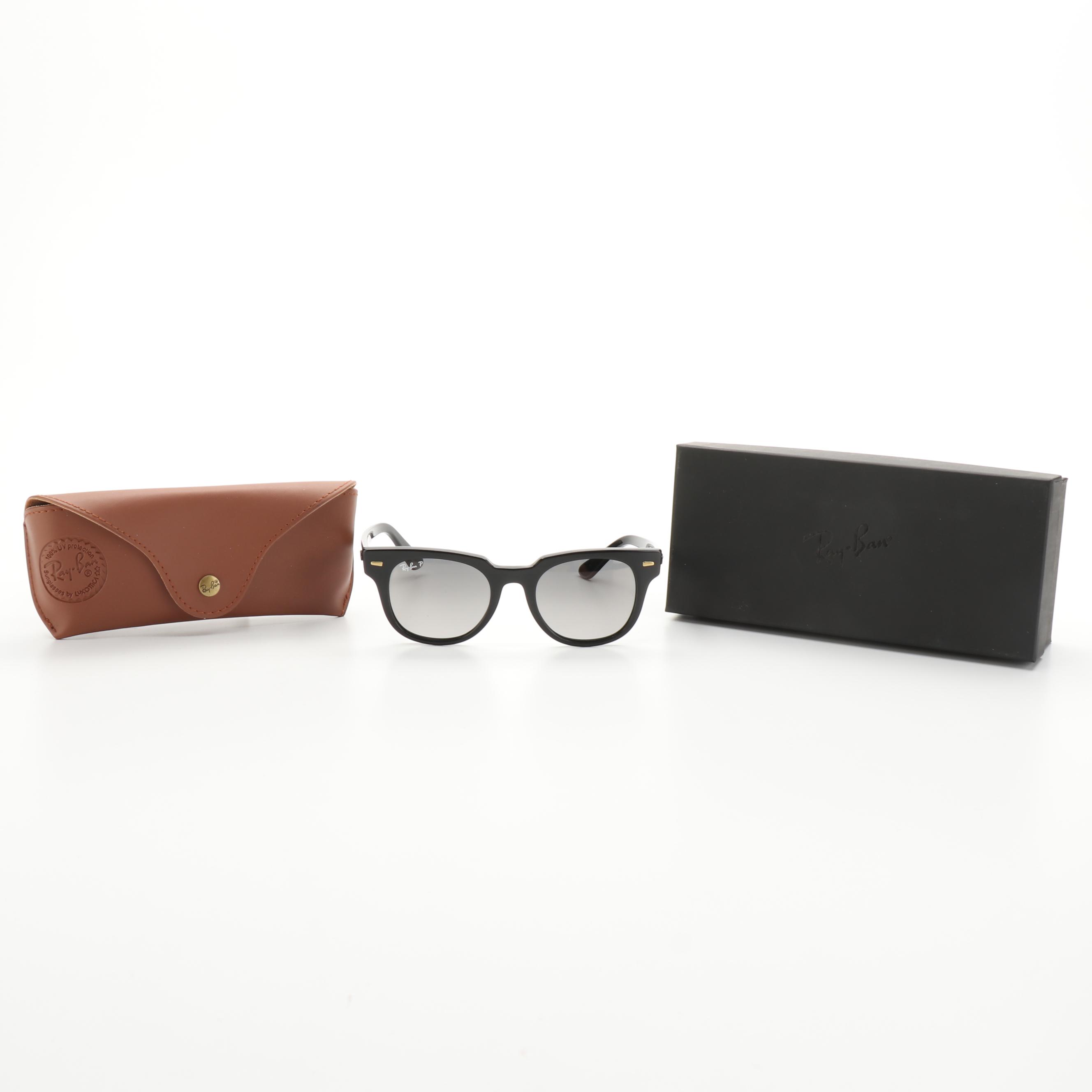 Ray-Ban RB2168 Meteor Polarized Glossy Black Sunglasses with Case and Box