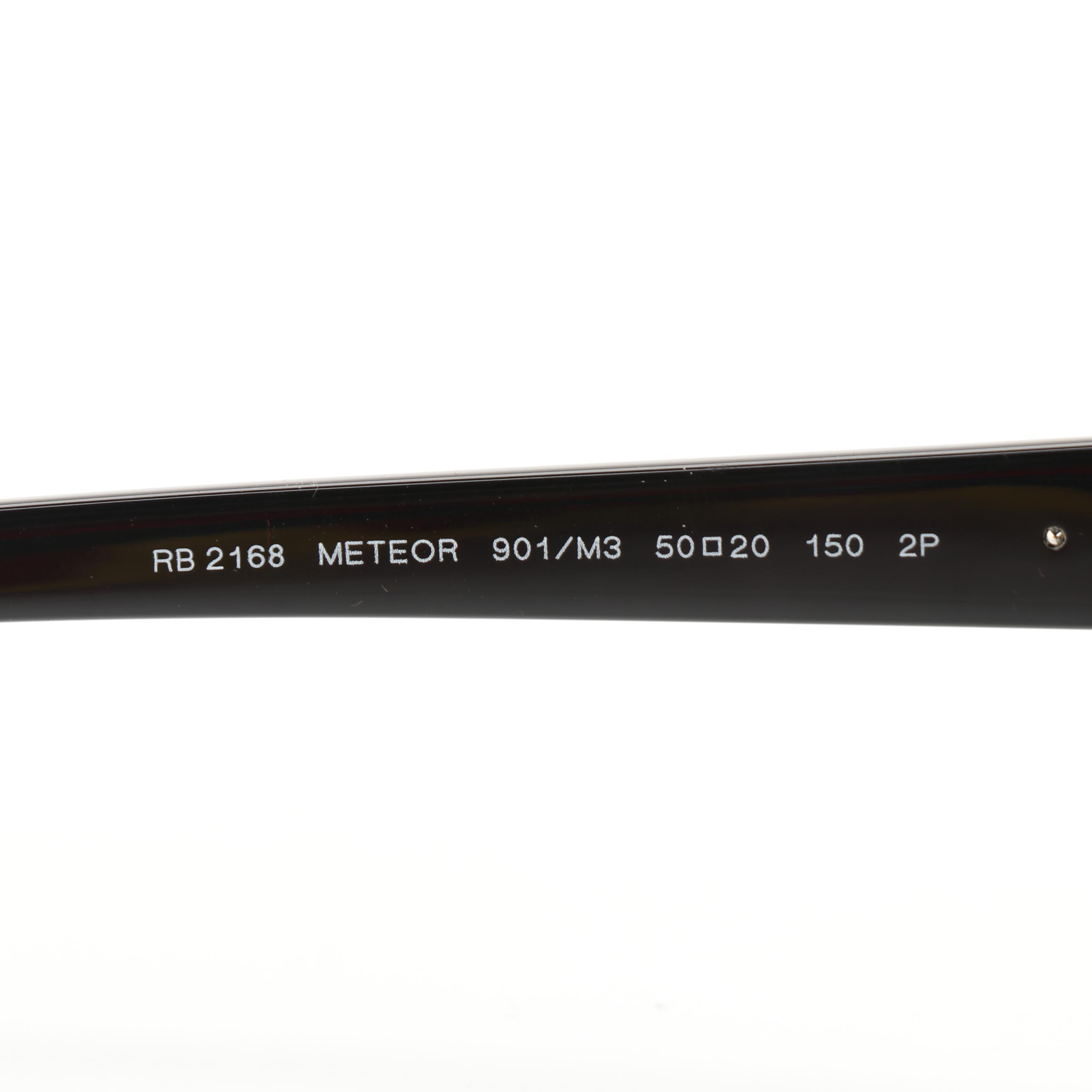 Ray-Ban RB2168 Meteor Polarized Glossy Black Sunglasses with Case and Box