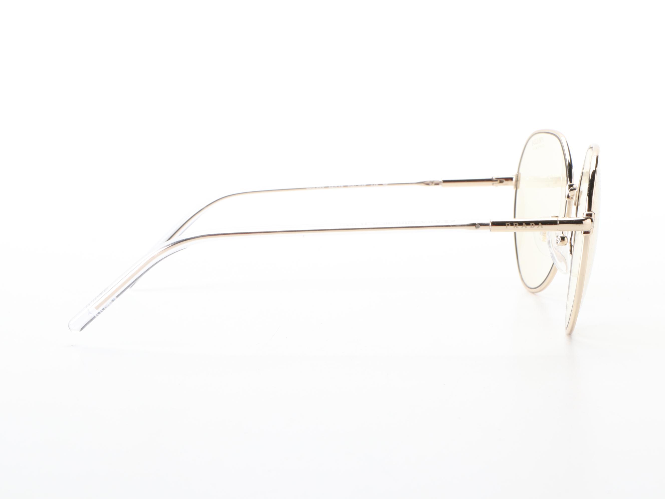 Prada SPR65X Photochromic Lens Round Sunglasses with Case and Box