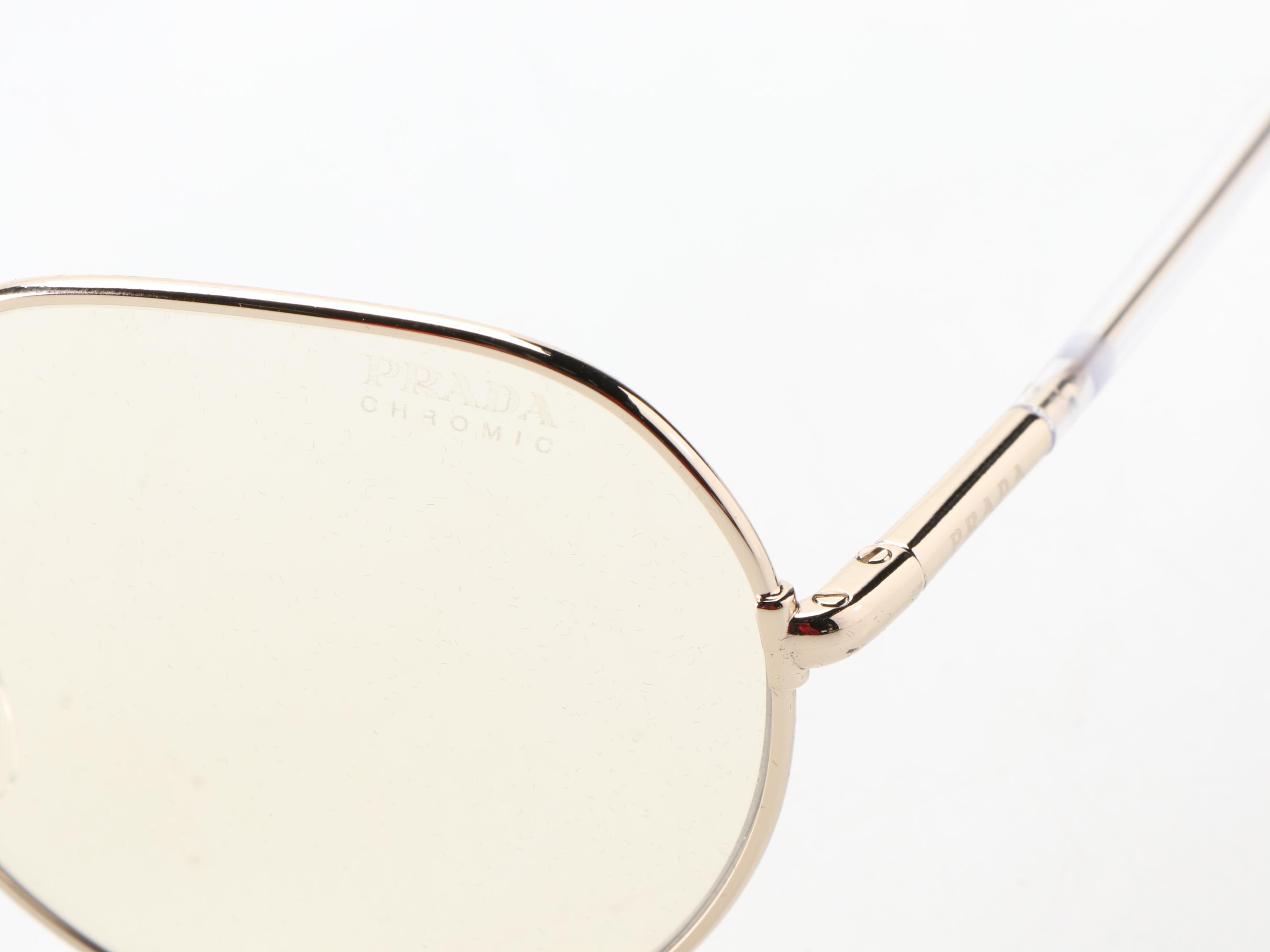 Prada SPR65X Photochromic Lens Round Sunglasses with Case and Box