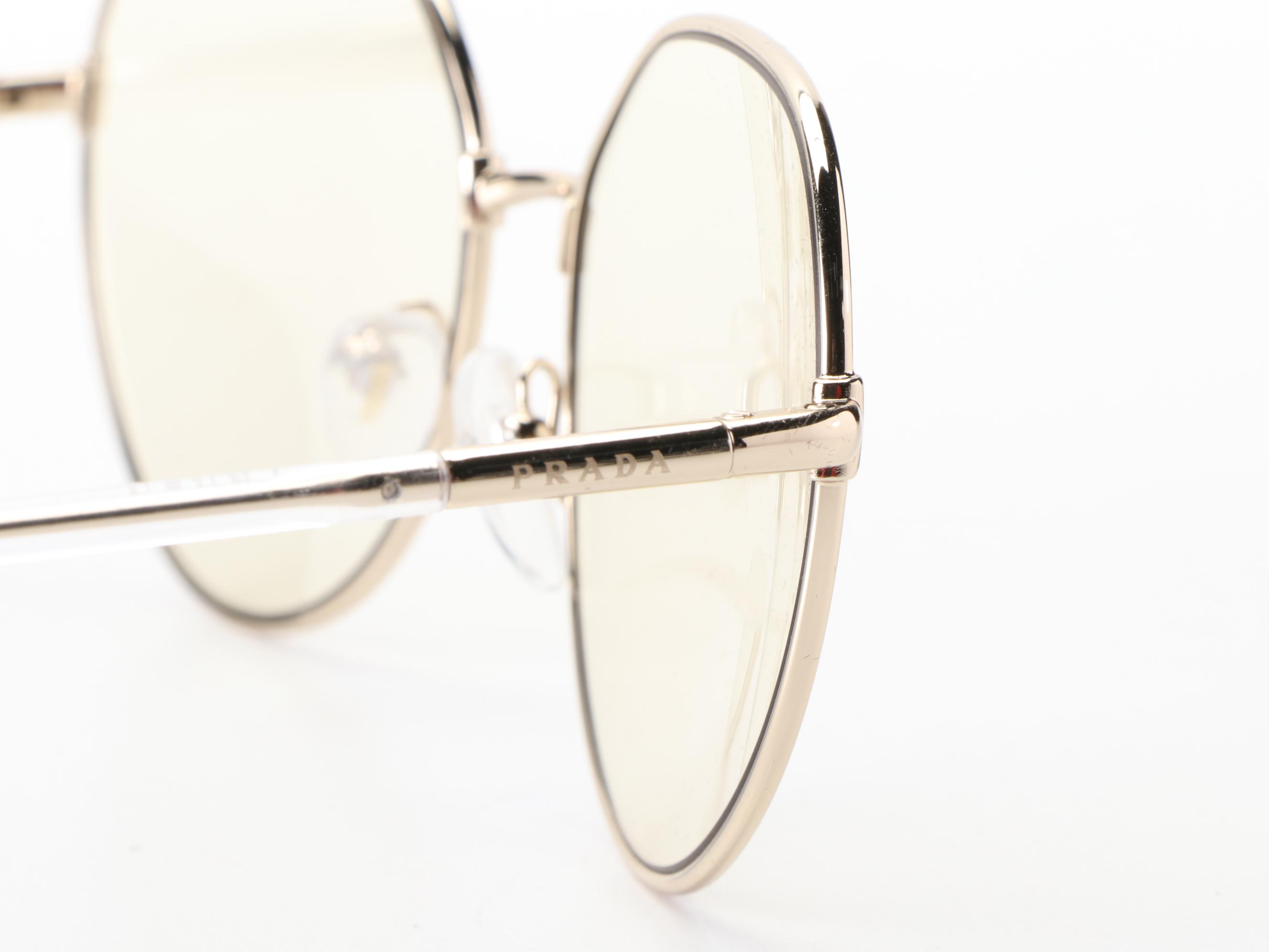 Prada SPR65X Photochromic Lens Round Sunglasses with Case and Box