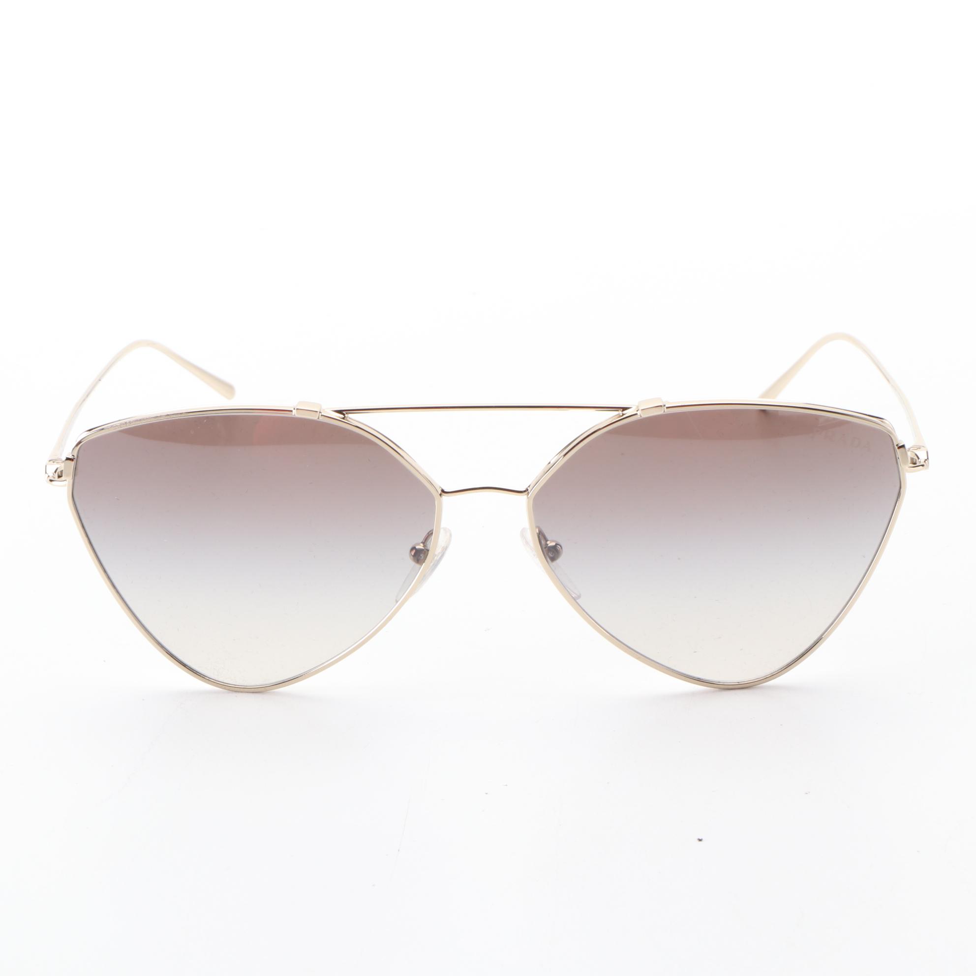 Prada SPR51U Geometric Sunglasses with Case and Box