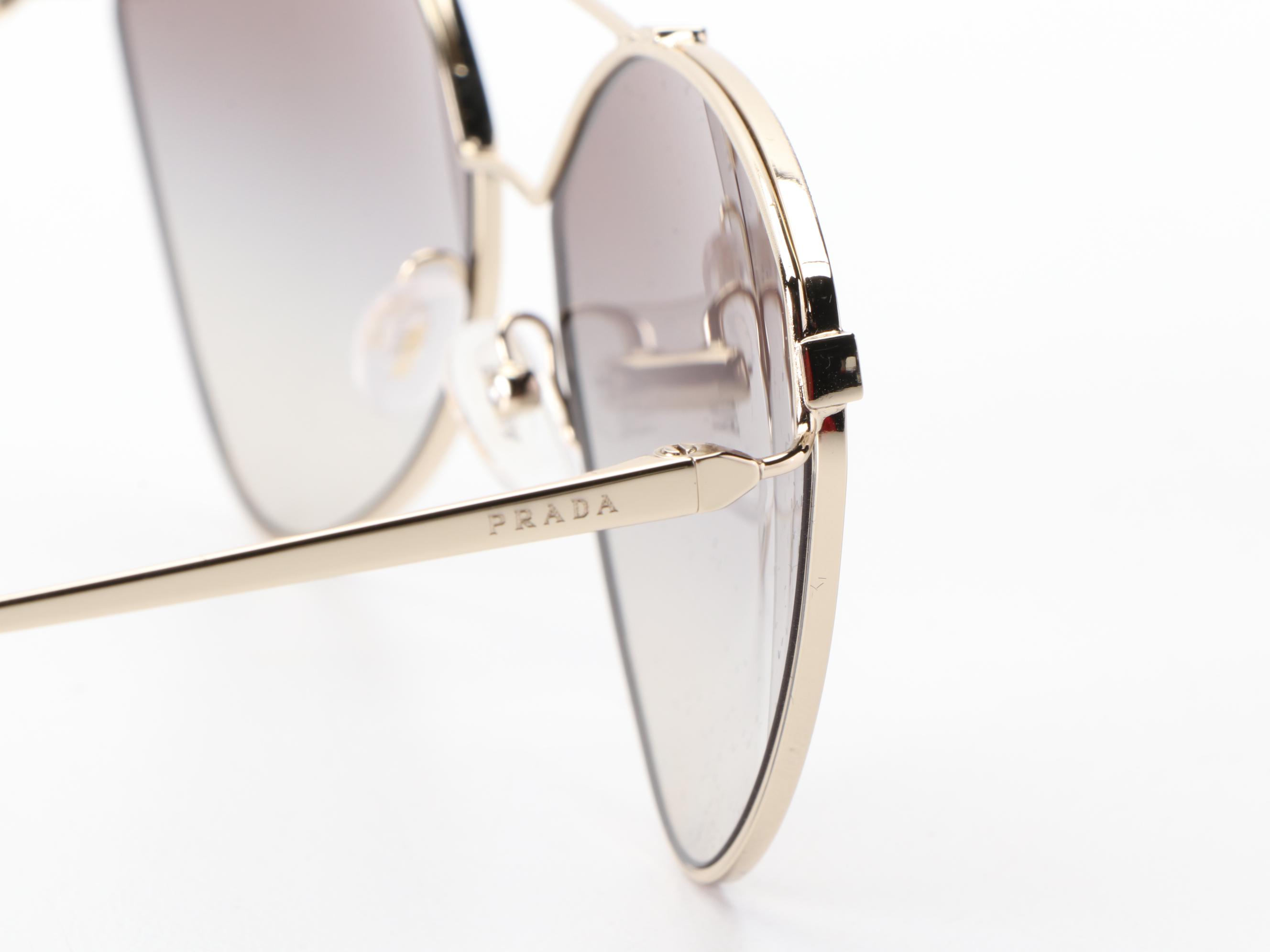 Prada SPR51U Geometric Sunglasses with Case and Box