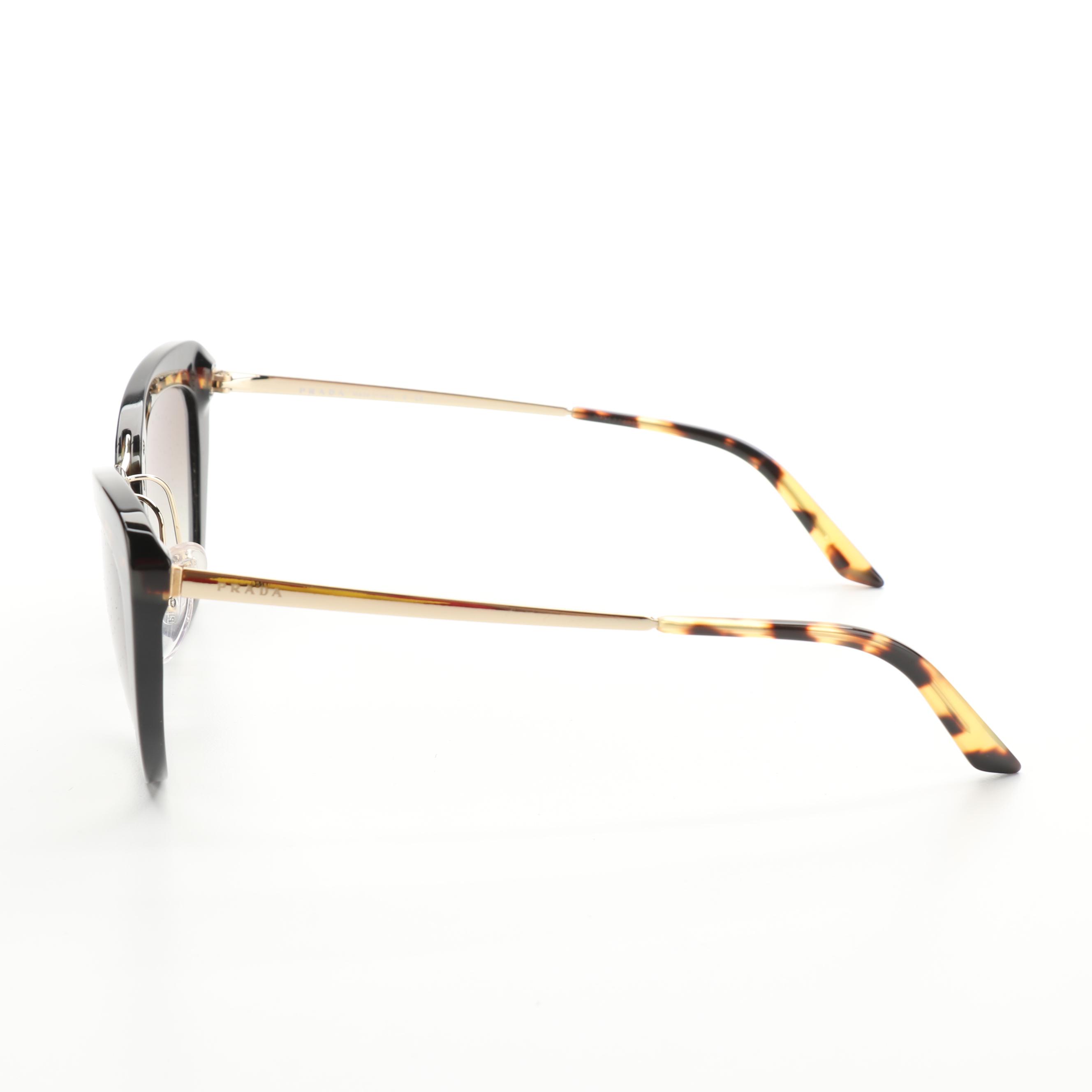 Prada SPR25X Havana Cat Eye Sunglasses with Case and Box