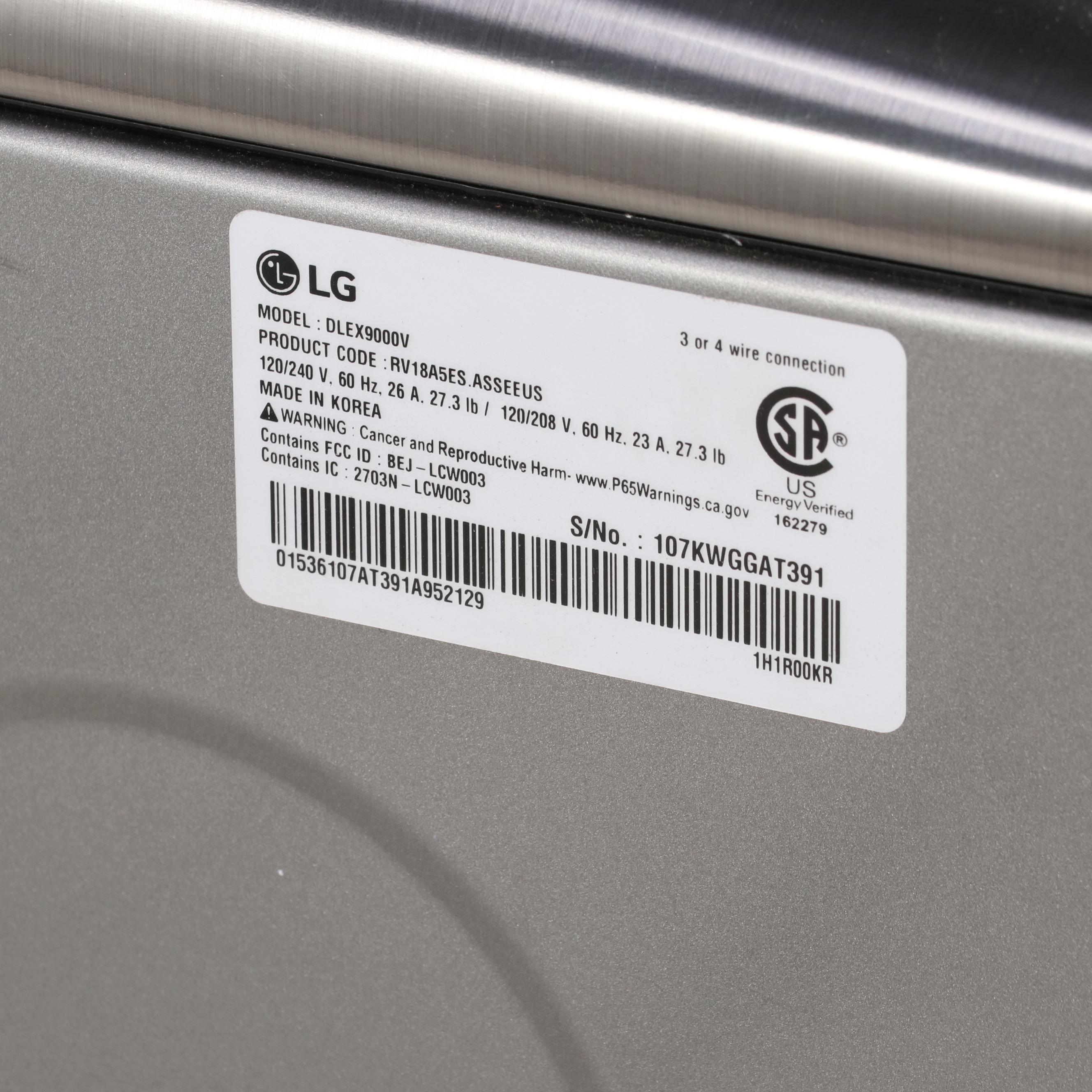 LG 9.0 Cu. Ft. Graphite Steel Smart WiFi Electric Dryer With Sensor Dry, Steam