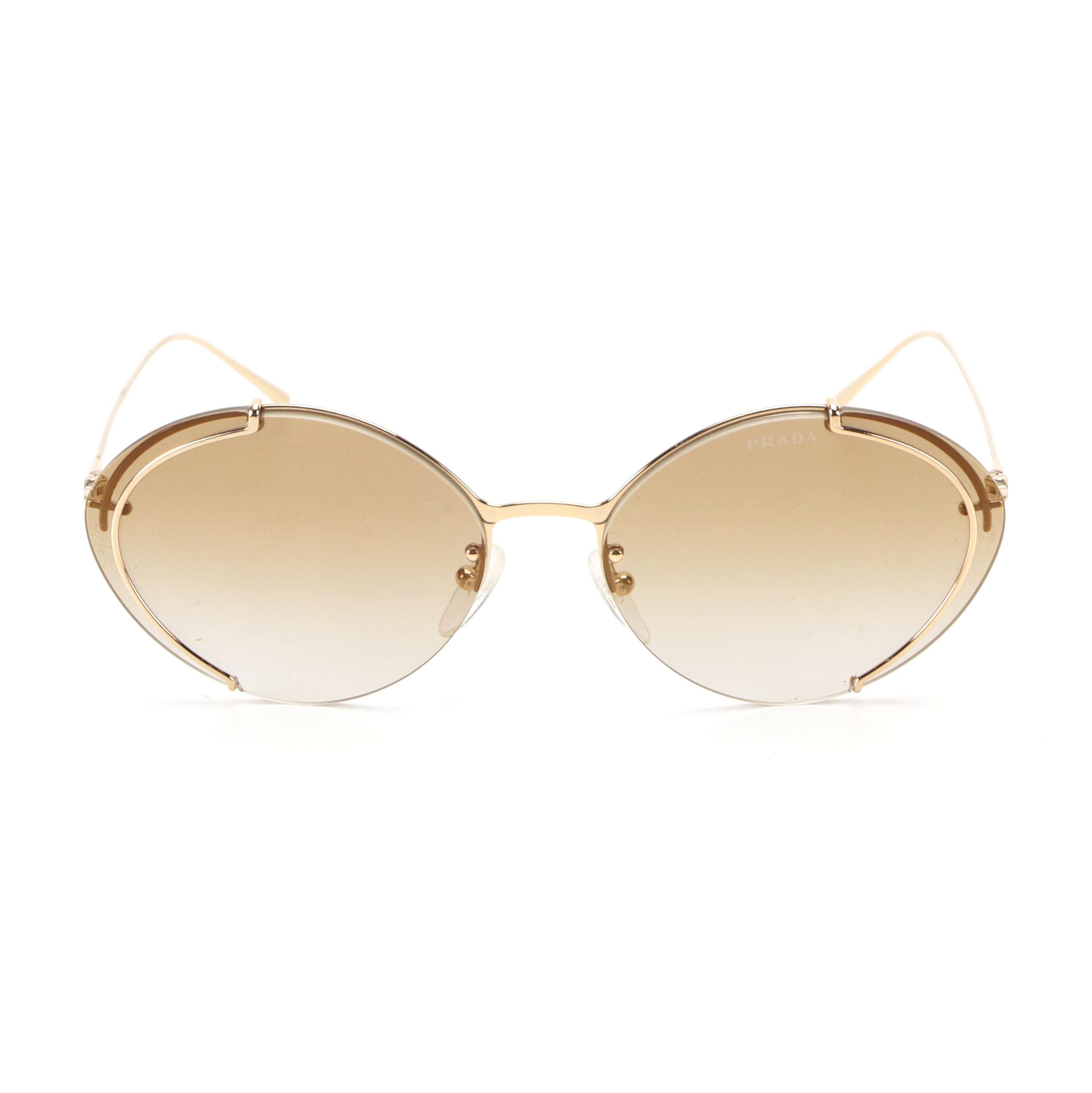 Prada SPR60U Semi-Rimless Sunglasses in Gold Tone and Lens Tint