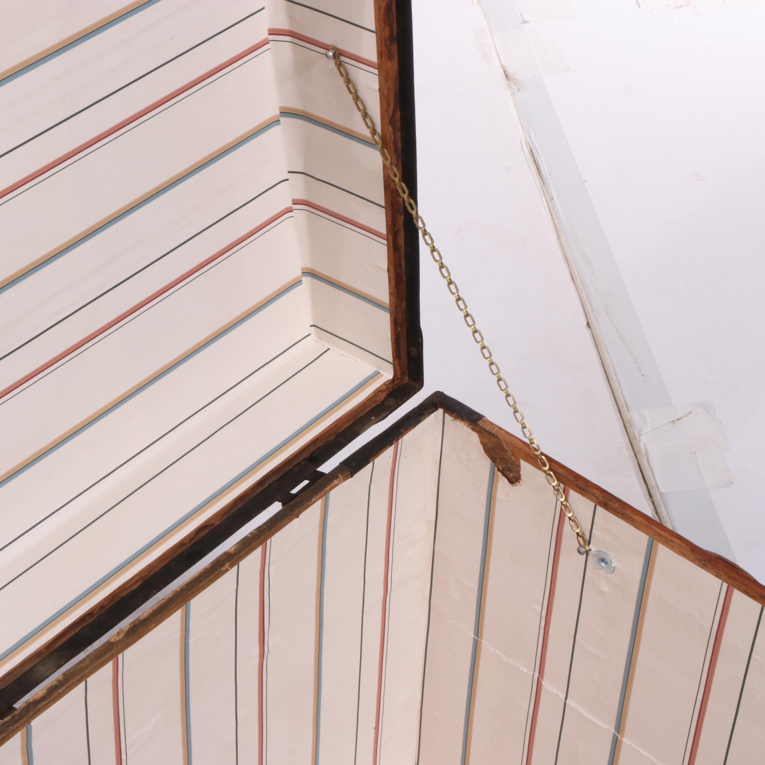 Late Victorian Flat Top Slatted Wood Steamer Trunk, Late 19th/ Early 20th C.