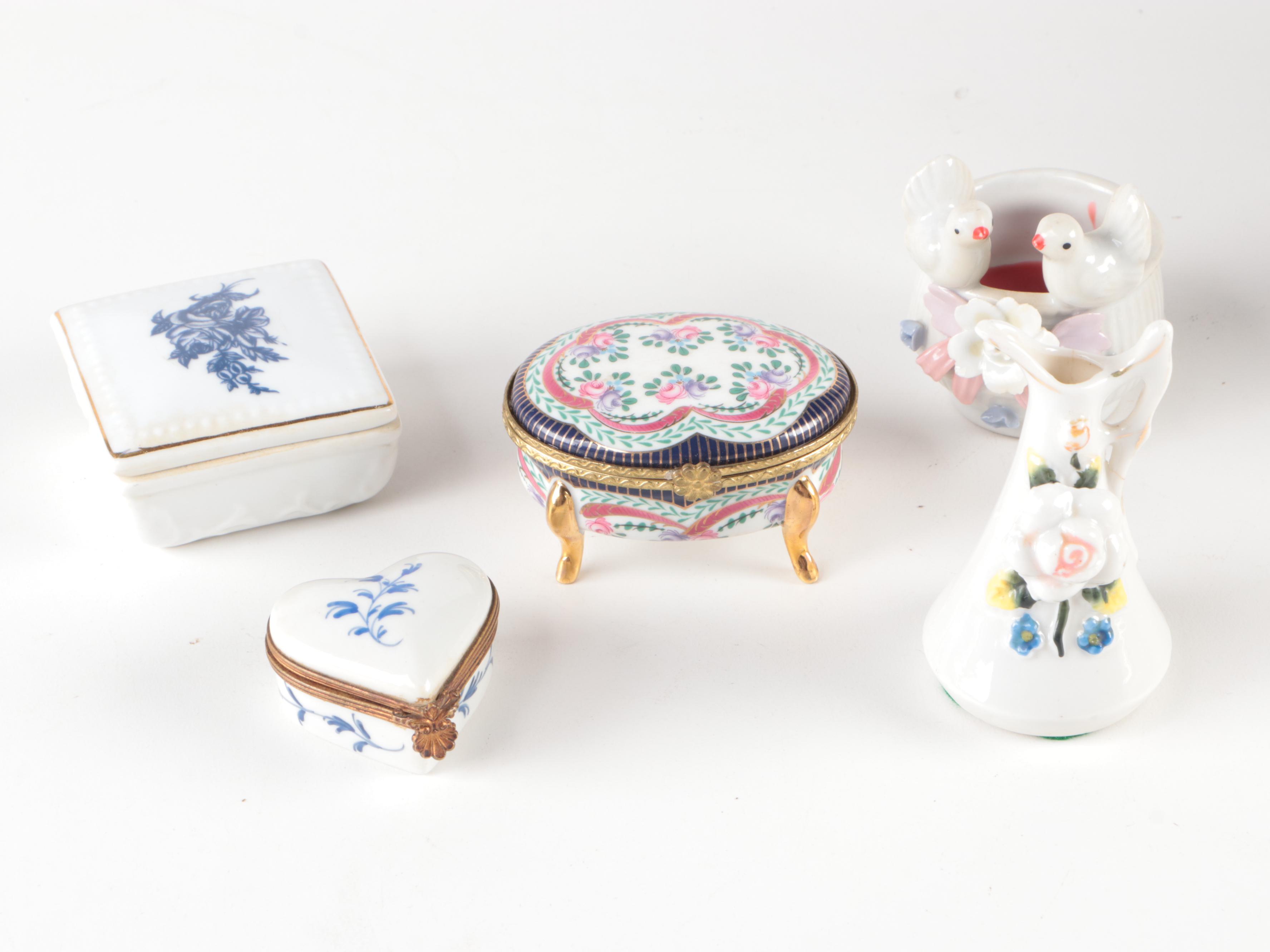 Reinhold Schlegelmilch Porcelain Pitcher and Glasses with Trinket Boxes and More