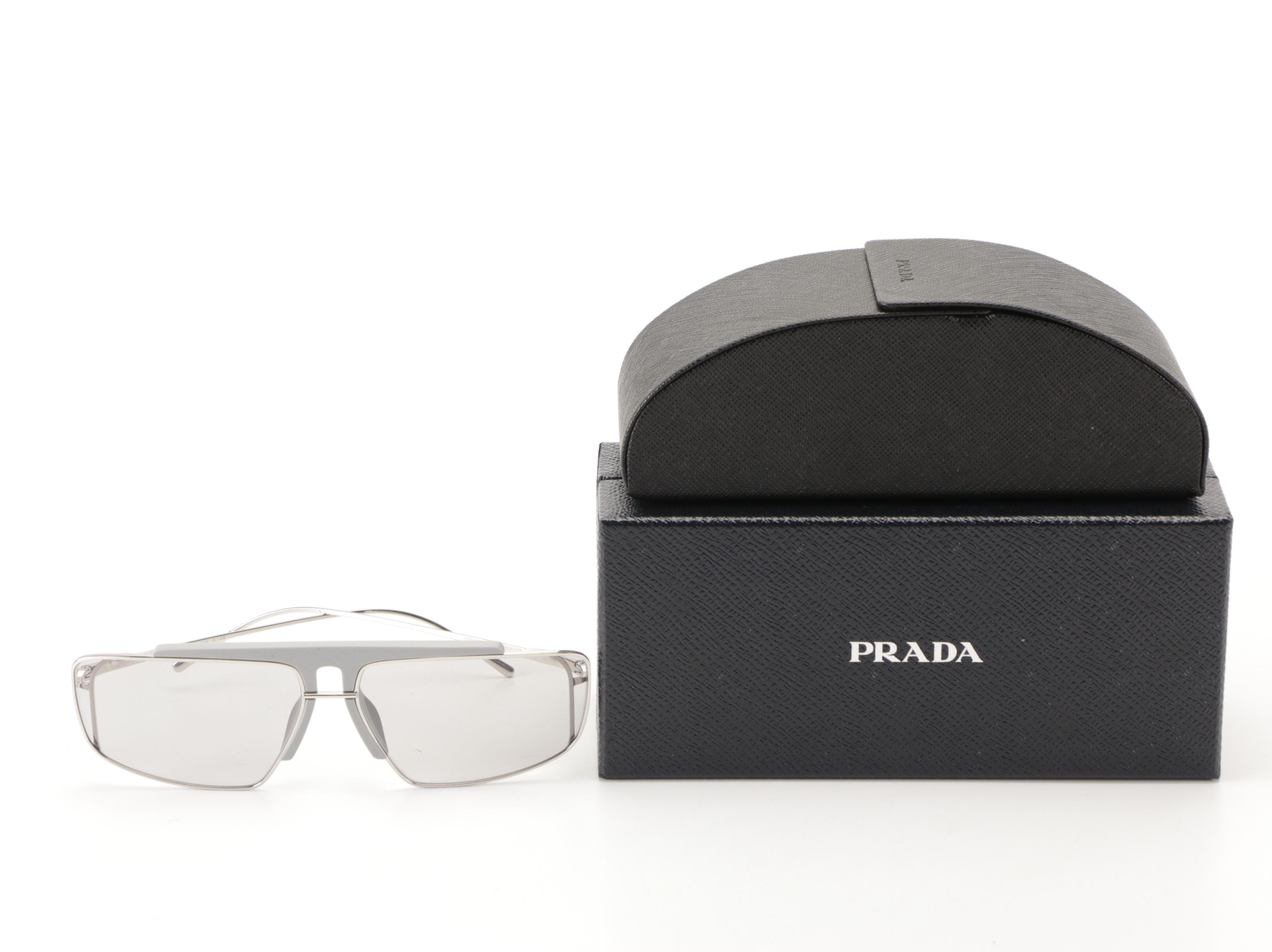 Prada SPR50V Modified Metal Aviator Sunglasses with Case and Box