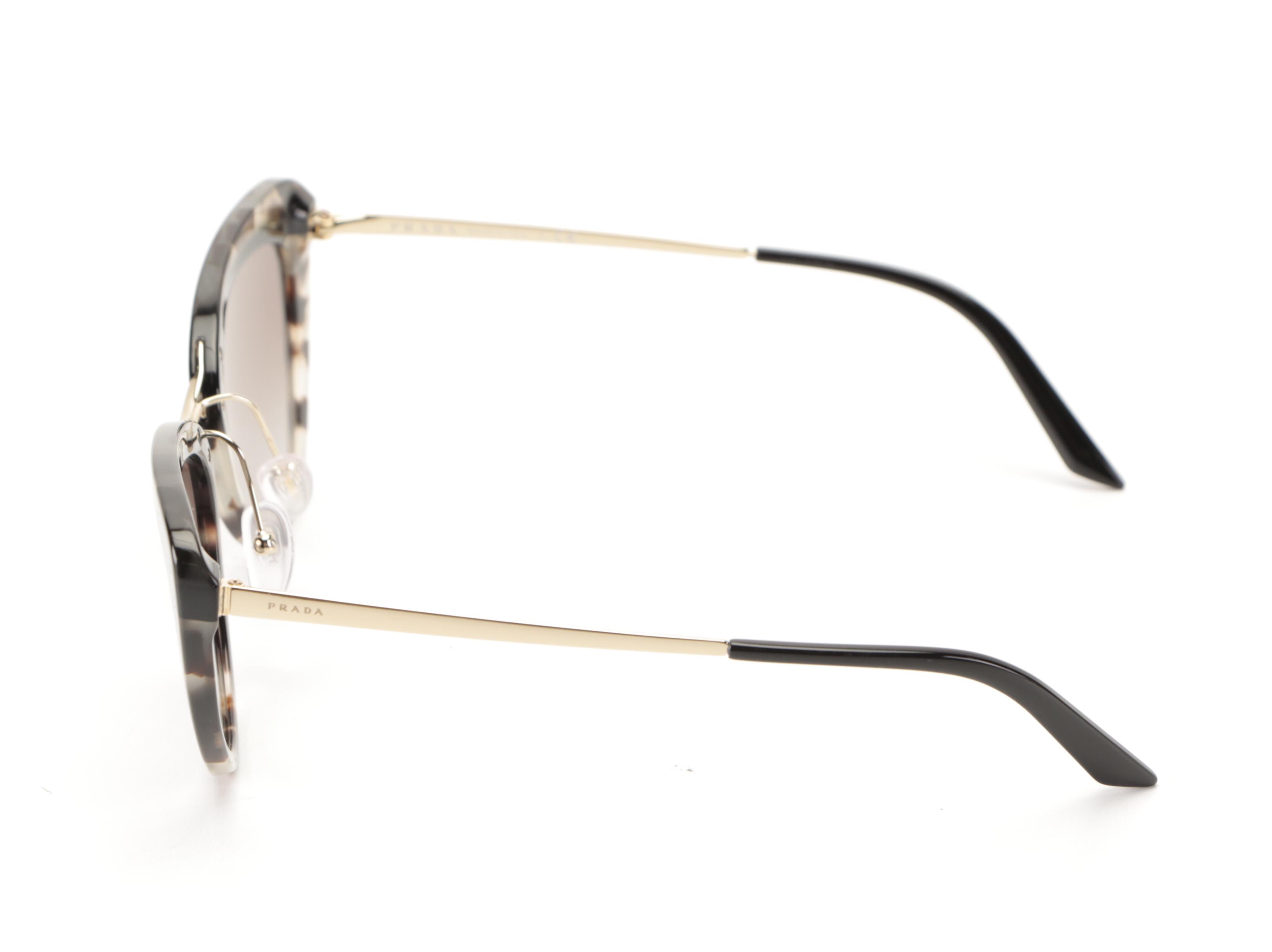 Prada SPR25XS Light Gold/Beige Havana Modified Cat Eye Sunglasses with Box/Case