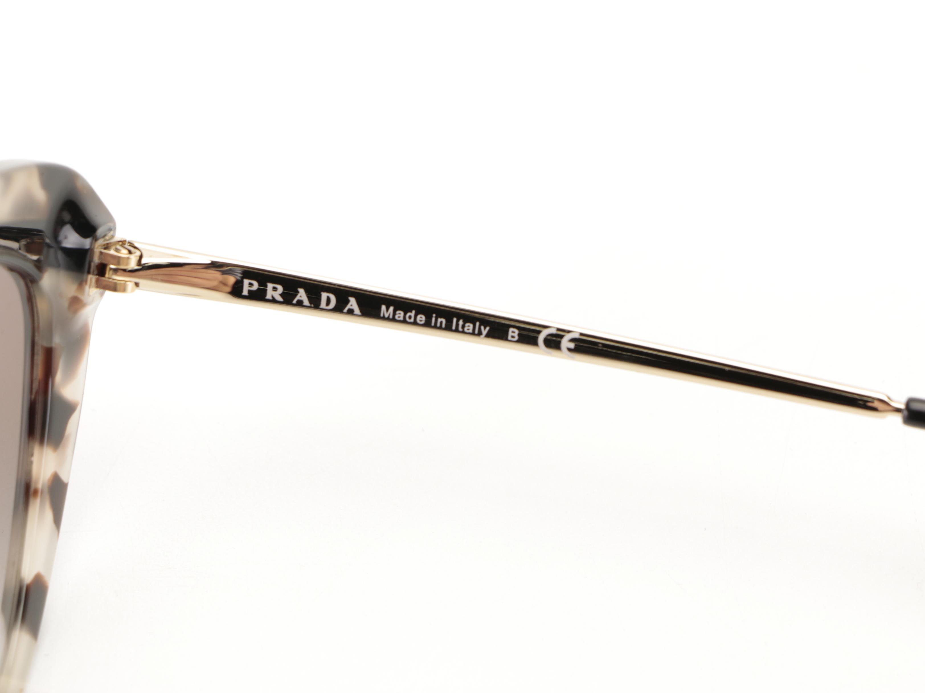 Prada SPR25XS Light Gold/Beige Havana Modified Cat Eye Sunglasses with Box/Case