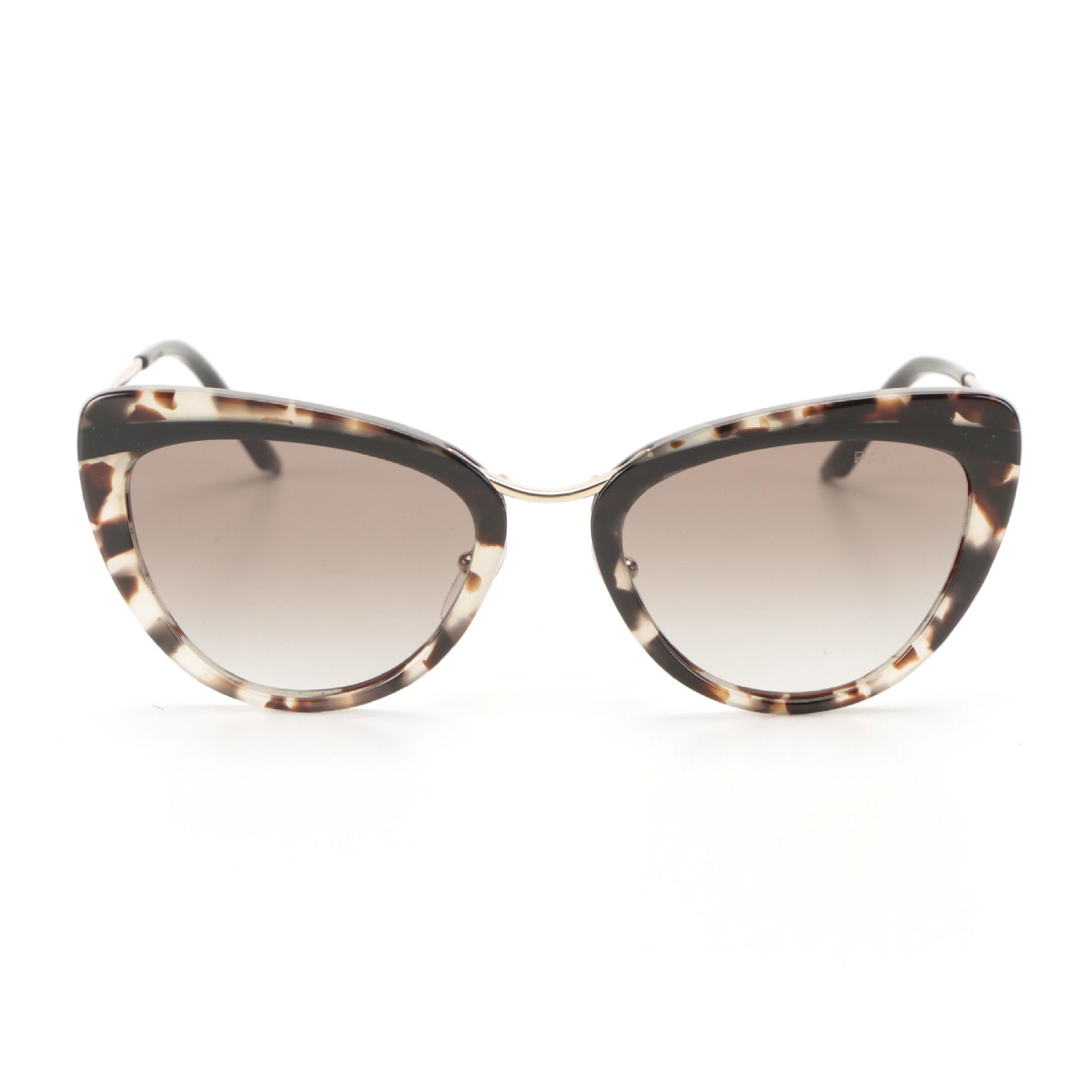 Prada SPR25XS Light Gold/Beige Havana Modified Cat Eye Sunglasses with Box/Case