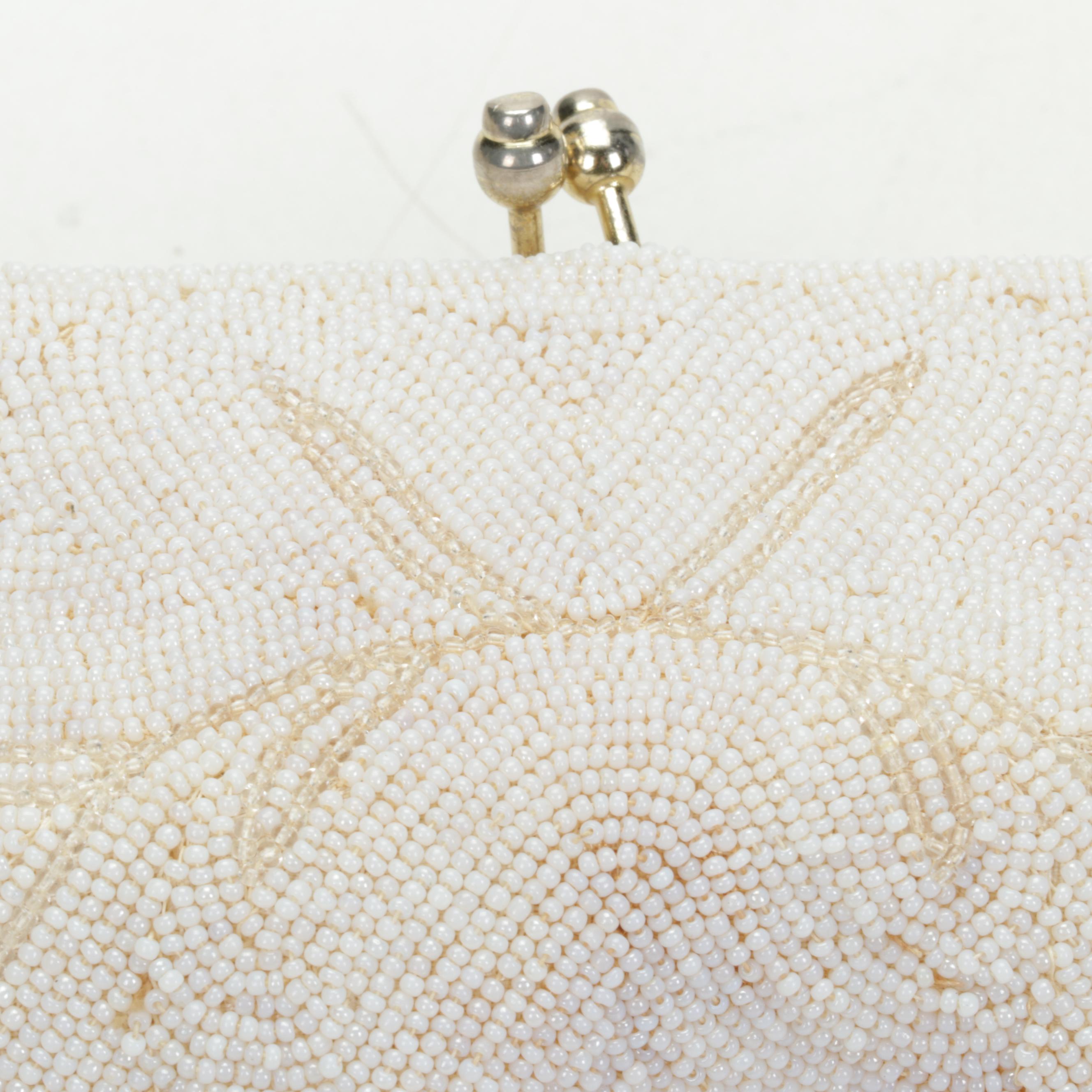 Wedgwood  "Gold Tonquin" Porcelain Box with Beaded Purse and Other Vanity Pieces