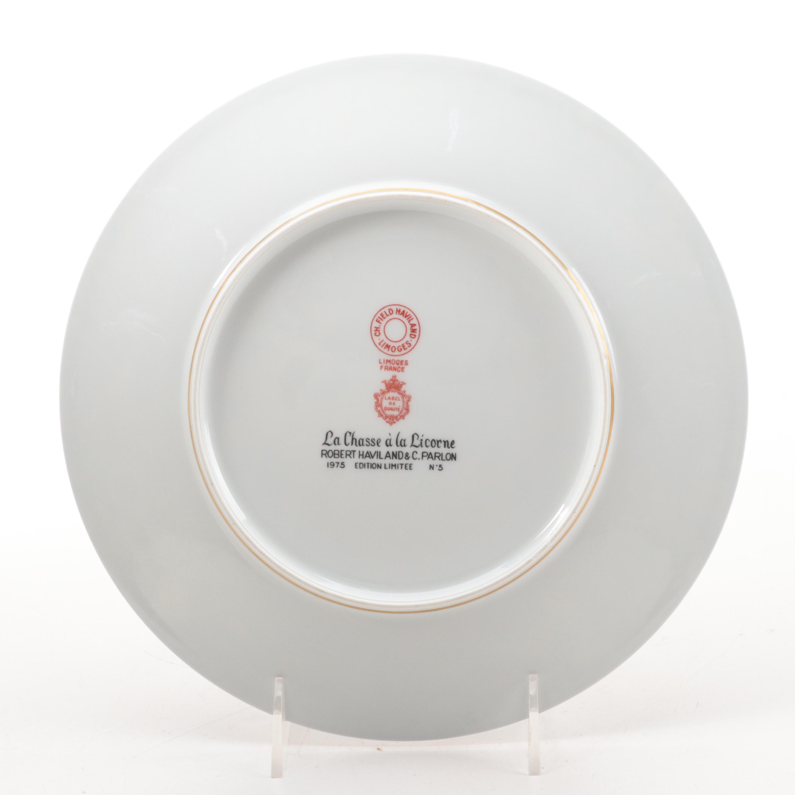 Robert Haviland and C. Parlon "La Chasse à la Licorne" Porcelain Plates, 1970s