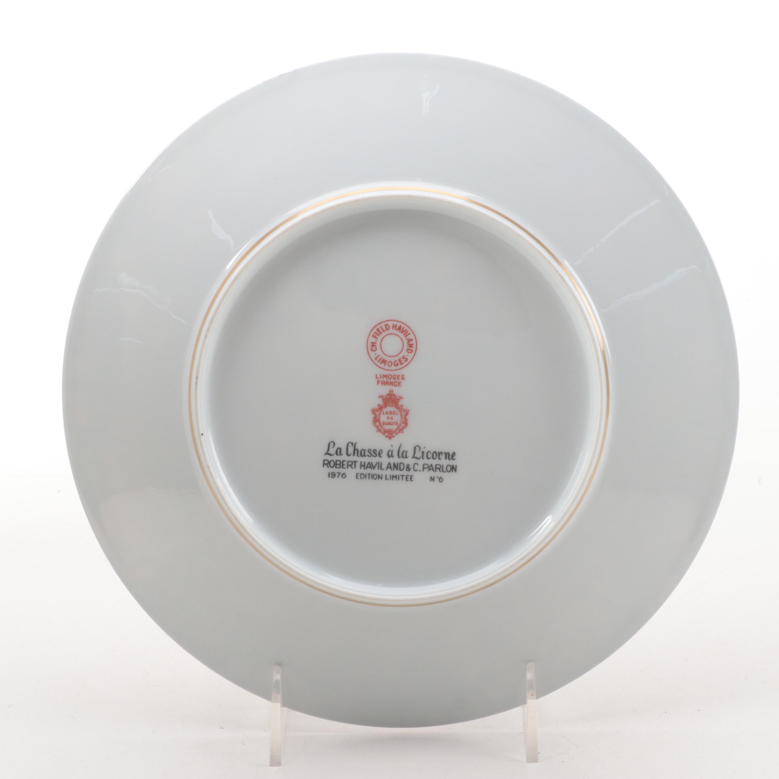 Robert Haviland and C. Parlon "La Chasse à la Licorne" Porcelain Plates, 1970s