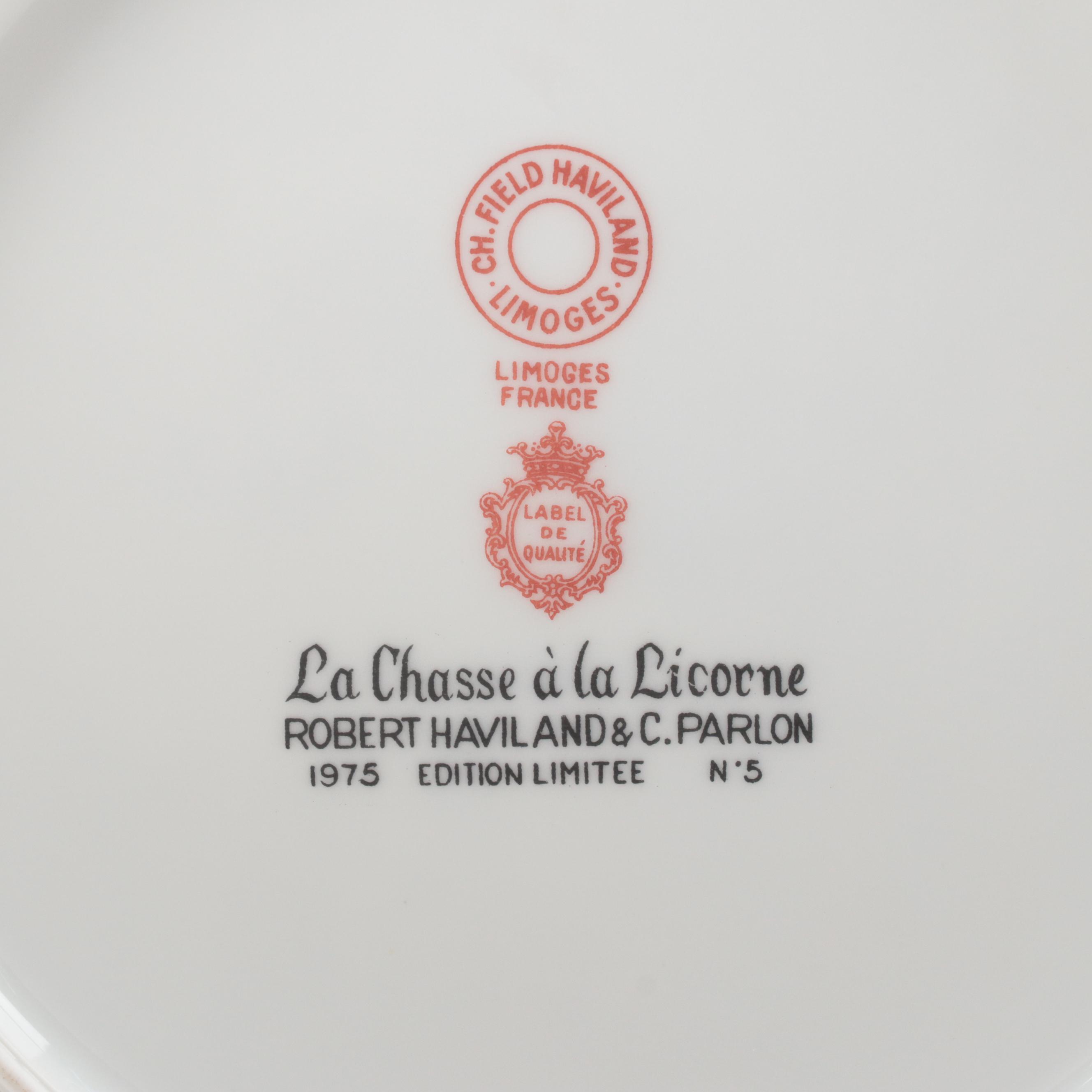 Robert Haviland and C. Parlon "La Chasse à la Licorne" Porcelain Plates, 1970s