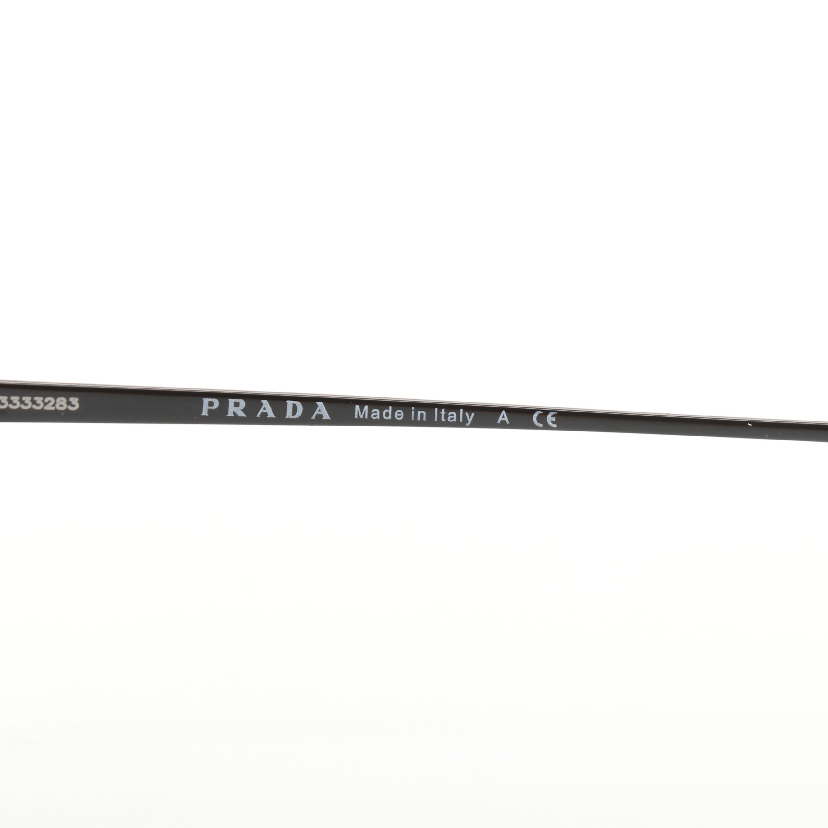 Prada SPR 50V Metal Browline Sunglasses in Black with Case and Box