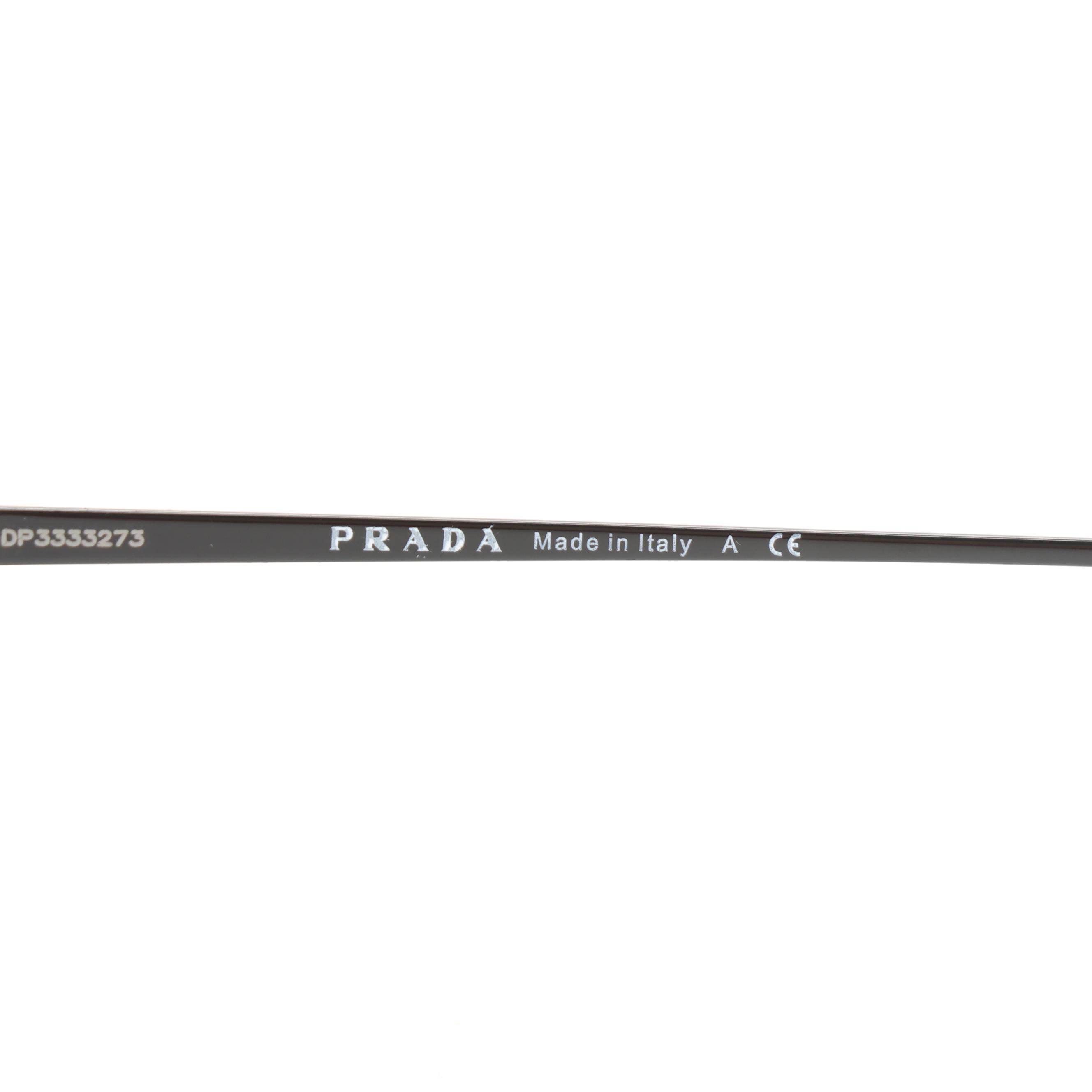 Prada SPR 50V Metal Browline Sunglasses in Black with Case and Box