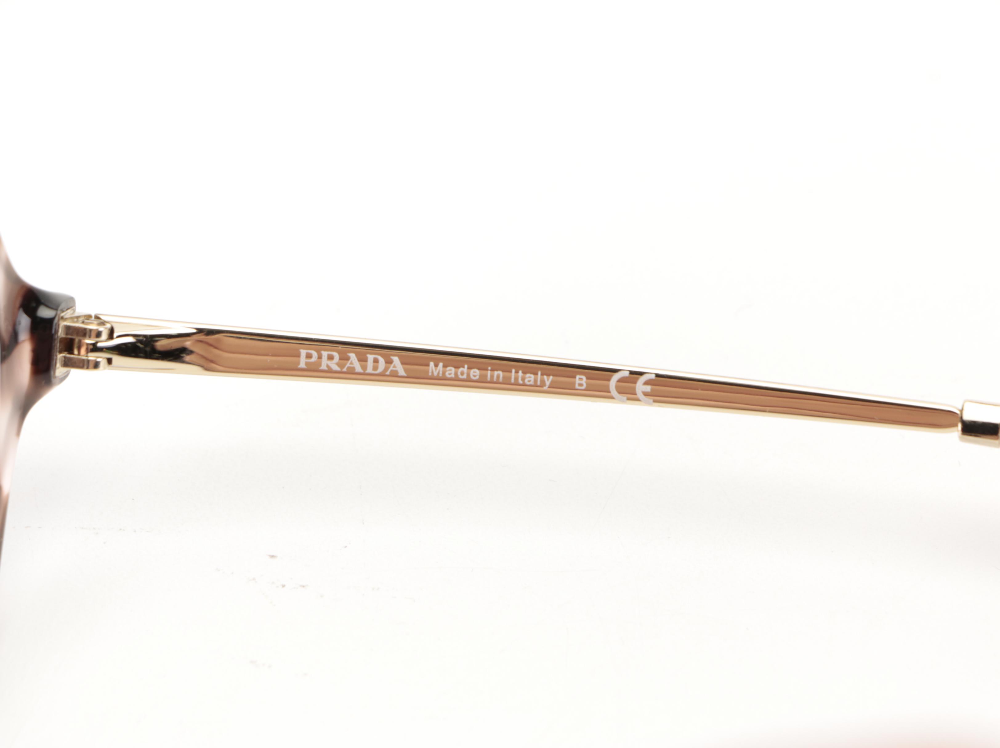 Prada SPR13WS-F Orchid Tortoise/Gold Metal Aviator Sunglasses with Box and Case