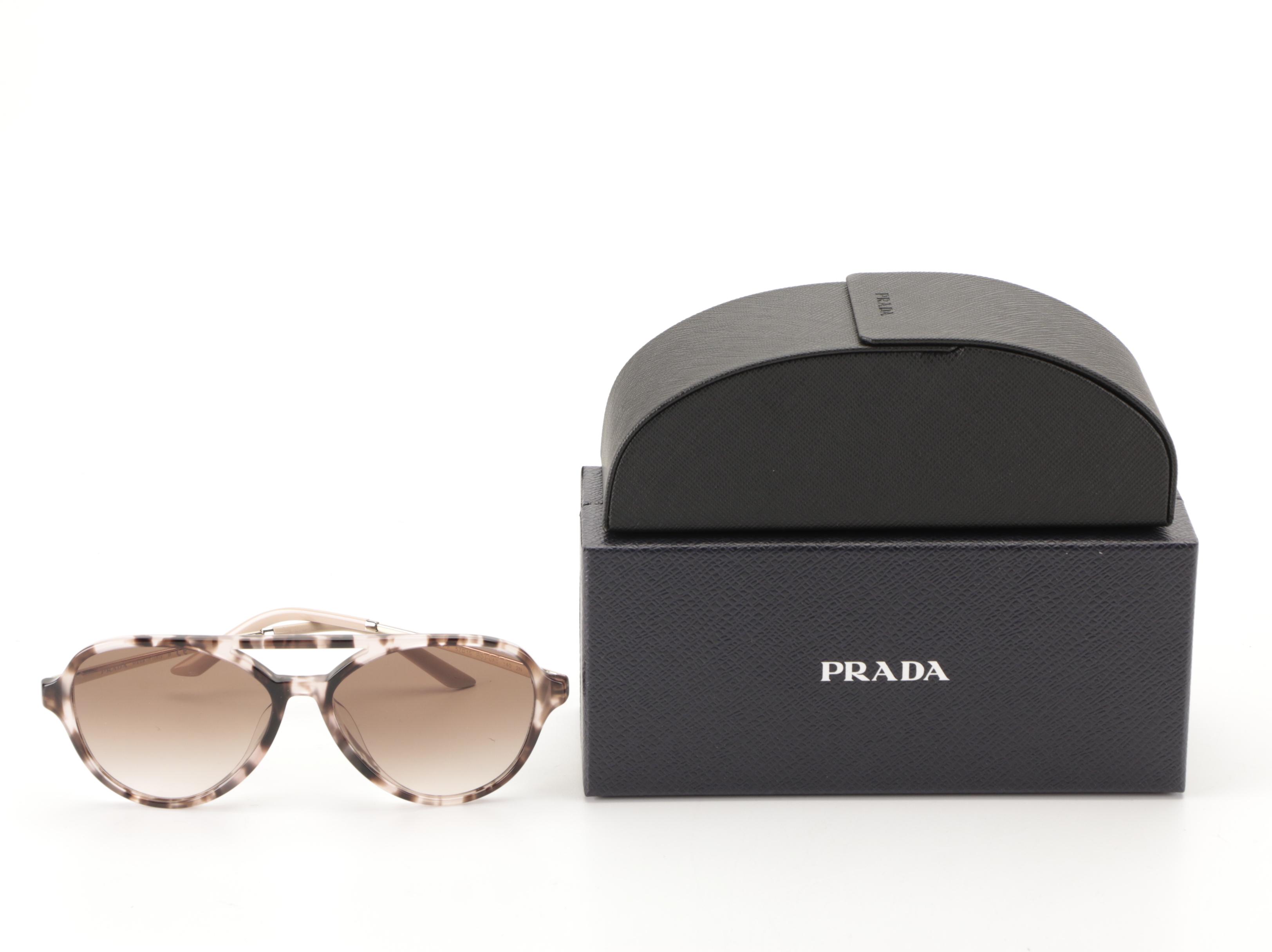 Prada SPR13WS-F Orchid Tortoise/Gold Metal Aviator Sunglasses with Box and Case