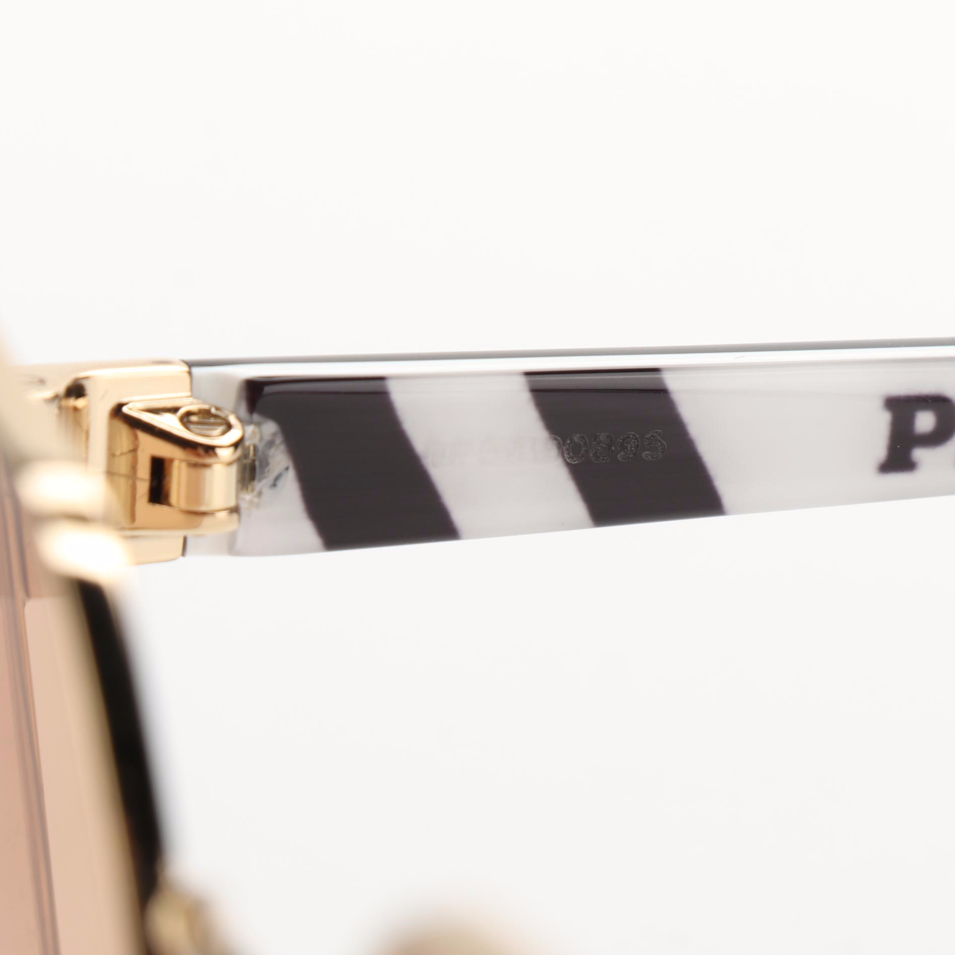 Prada SPR54X Gold Tone/Black/Striped Sunglasses with Case and Box