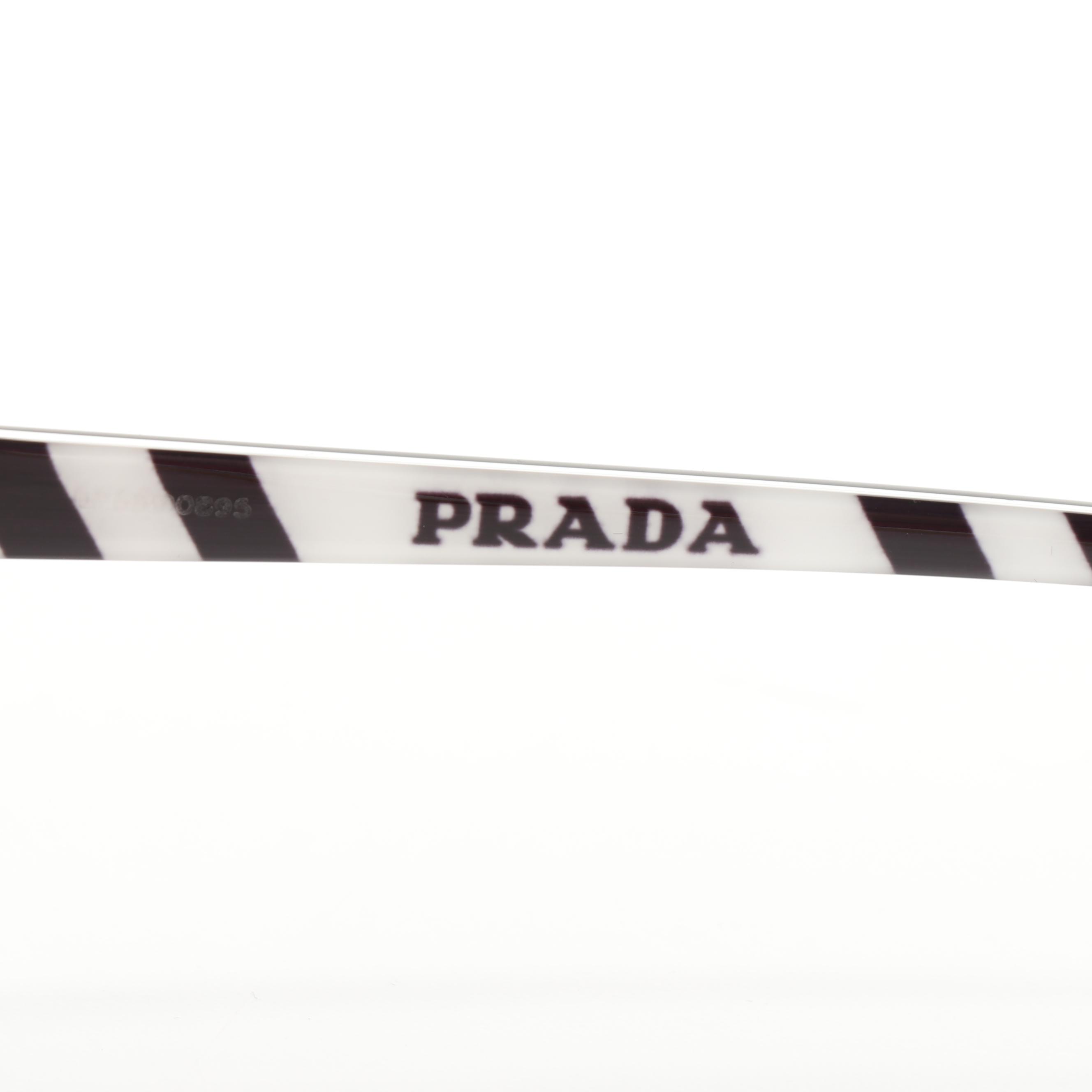 Prada SPR54X Gold Tone/Black/Striped Sunglasses with Case and Box