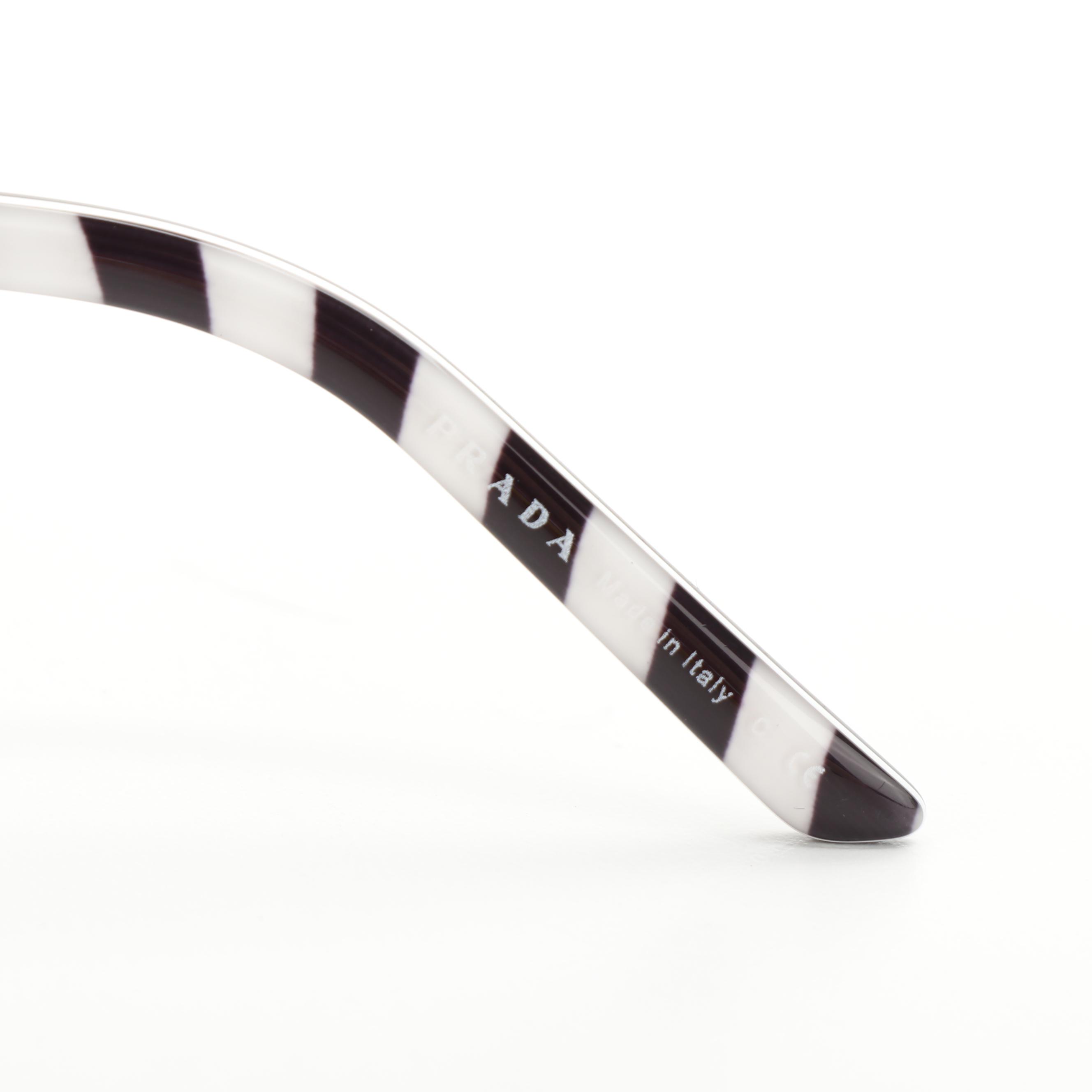 Prada SPR54X Gold Tone/Black/Striped Sunglasses with Case and Box