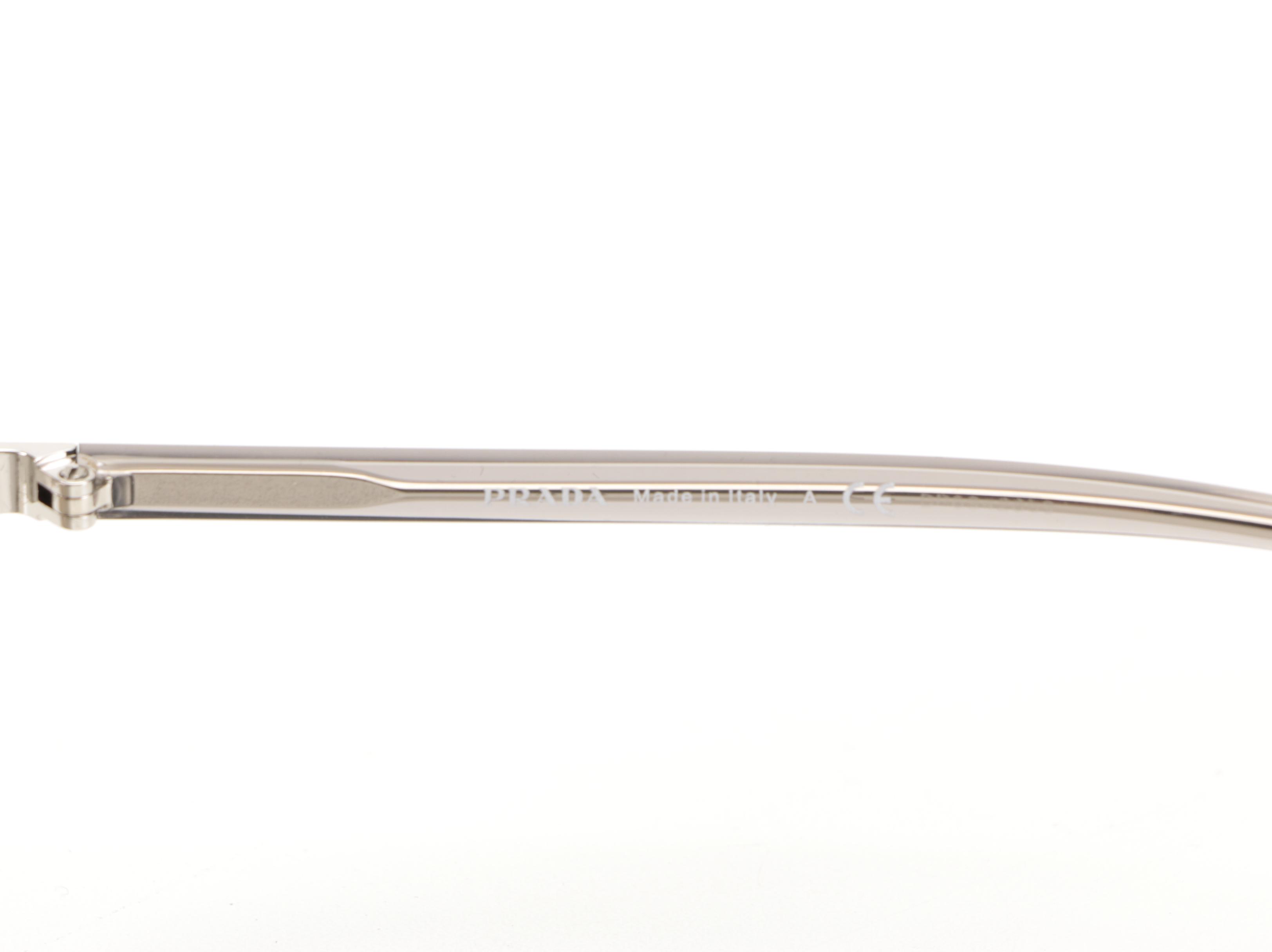 Prada SPR61U Silver-Tone Metal Square Aviator Sunglasses with Case and Box