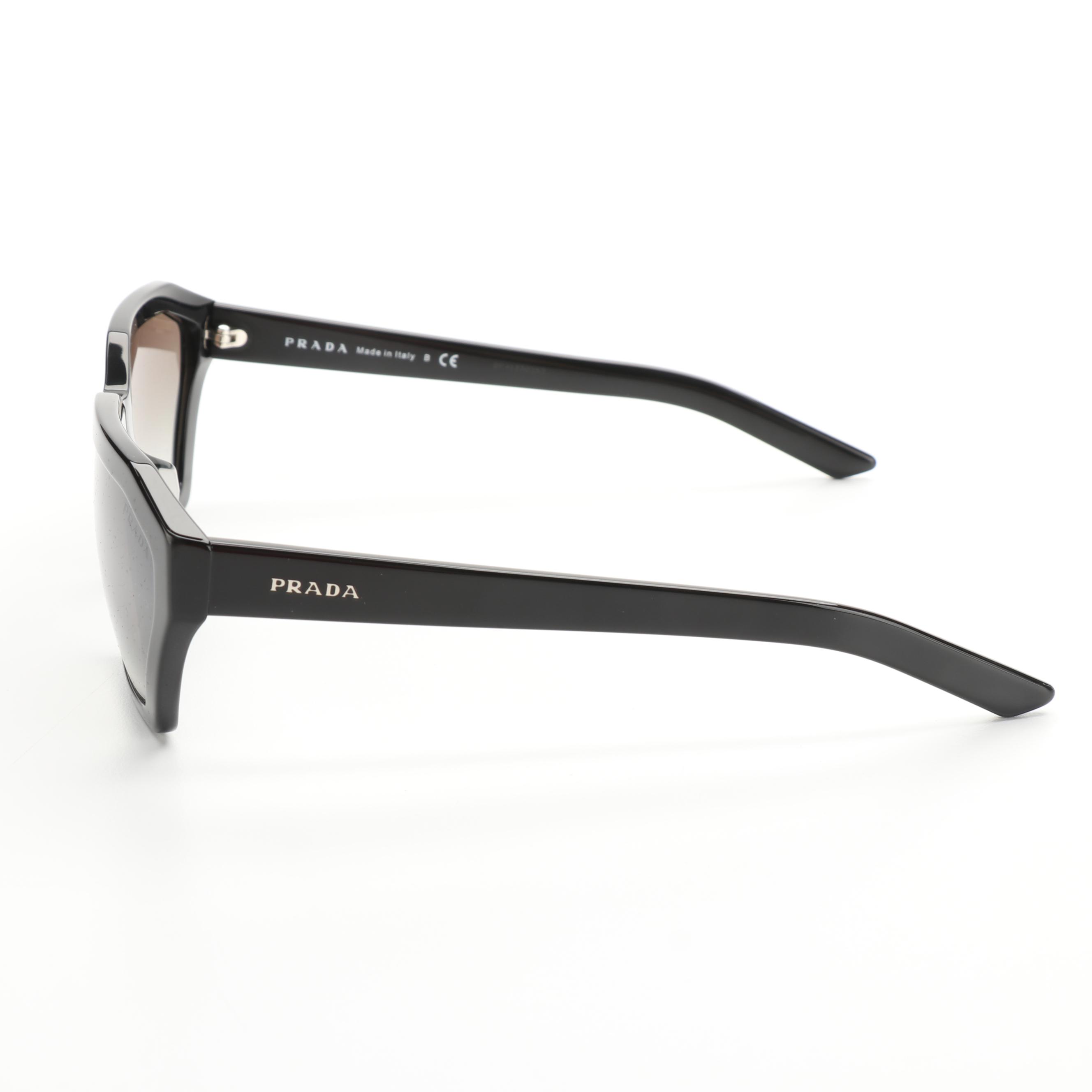 Prada SPR03V-F Glossy Black Sunglasses with Case and Box