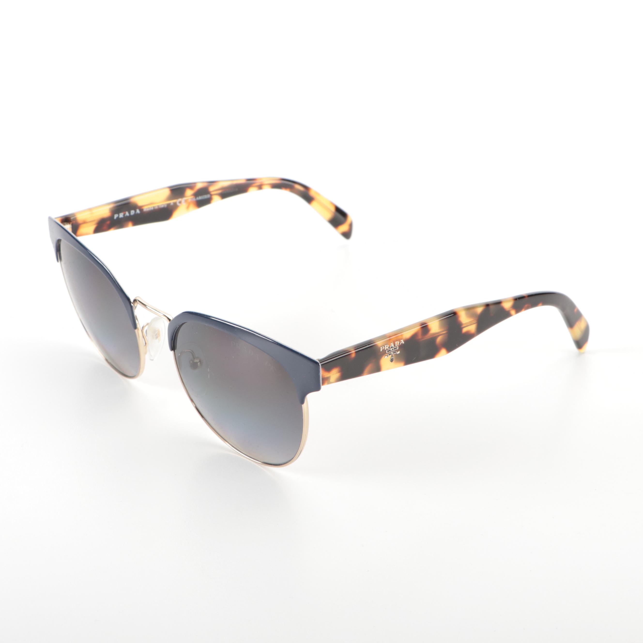 Prada SPR61T Horn Rimmed Polarized Sunglasses with Case and Box