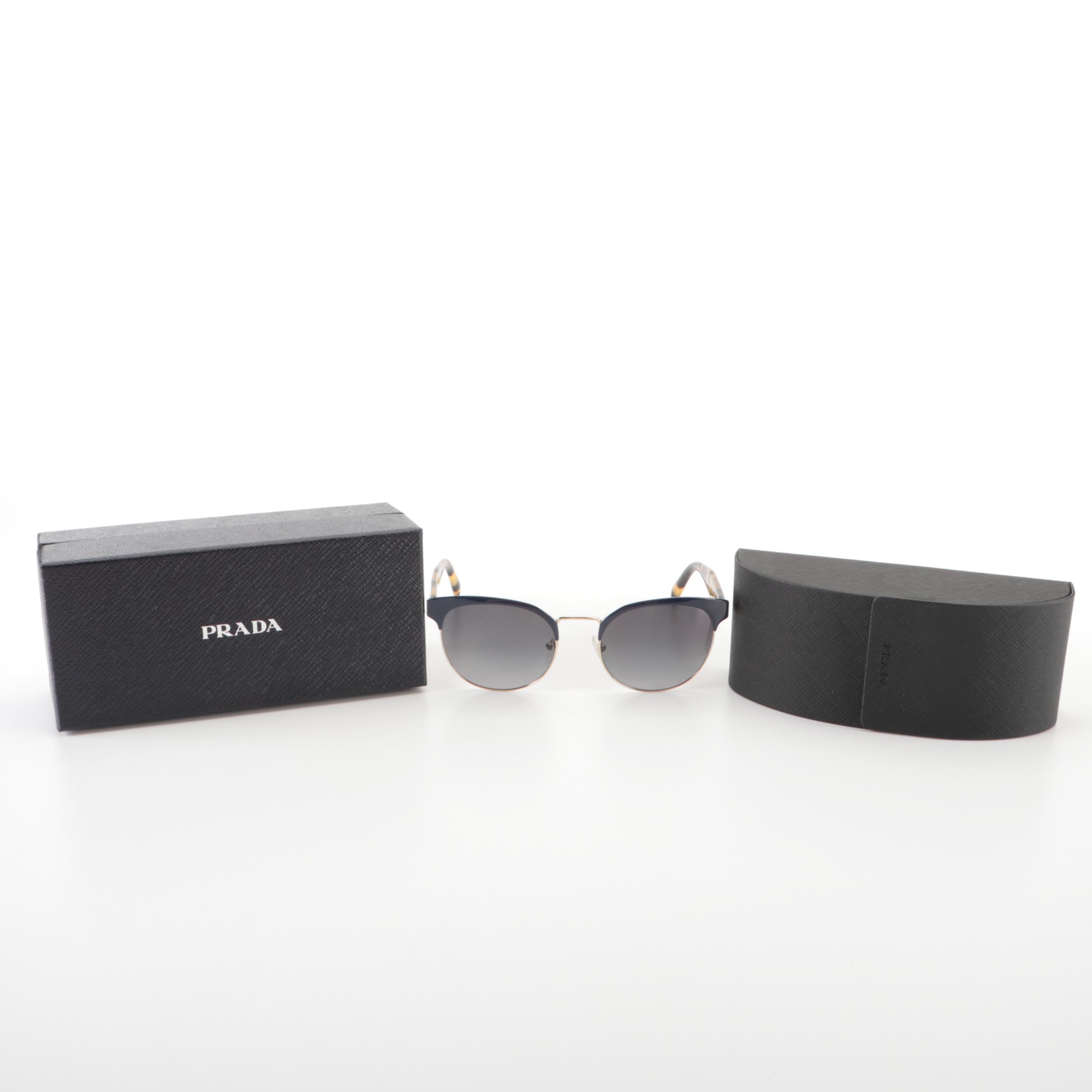 Prada SPR61T Horn Rimmed Polarized Sunglasses with Case and Box
