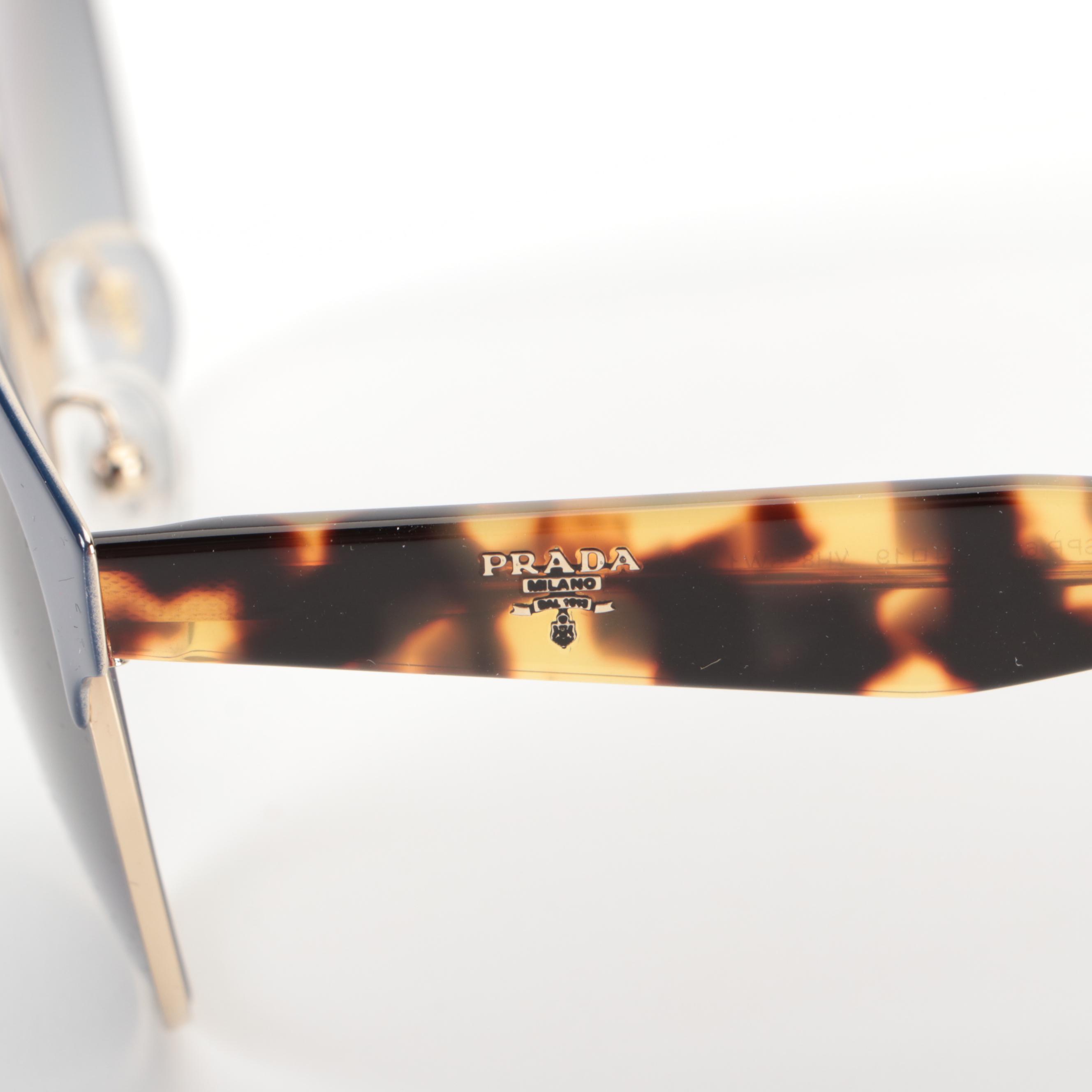 Prada SPR61T Horn Rimmed Polarized Sunglasses with Case and Box