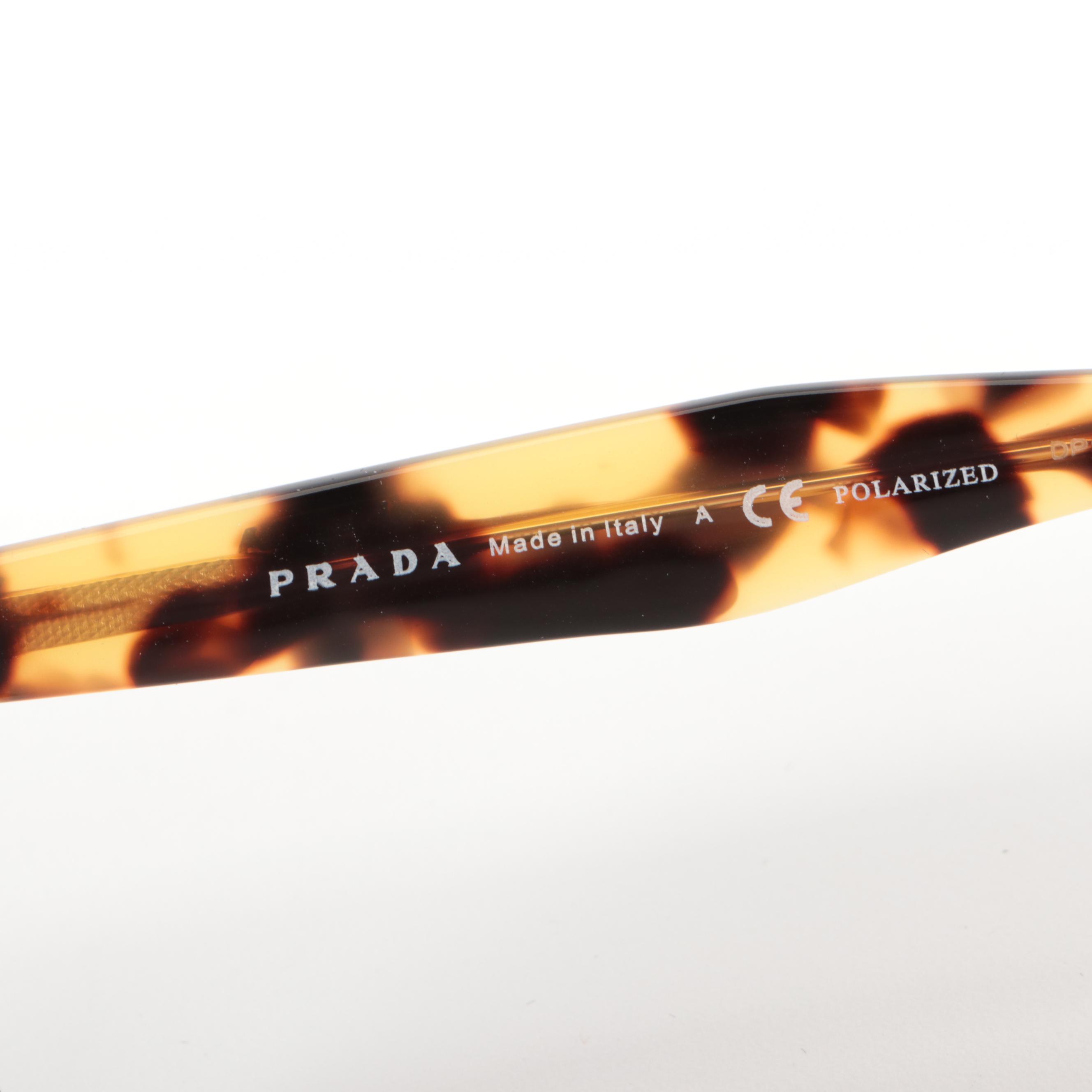 Prada SPR61T Horn Rimmed Polarized Sunglasses with Case and Box