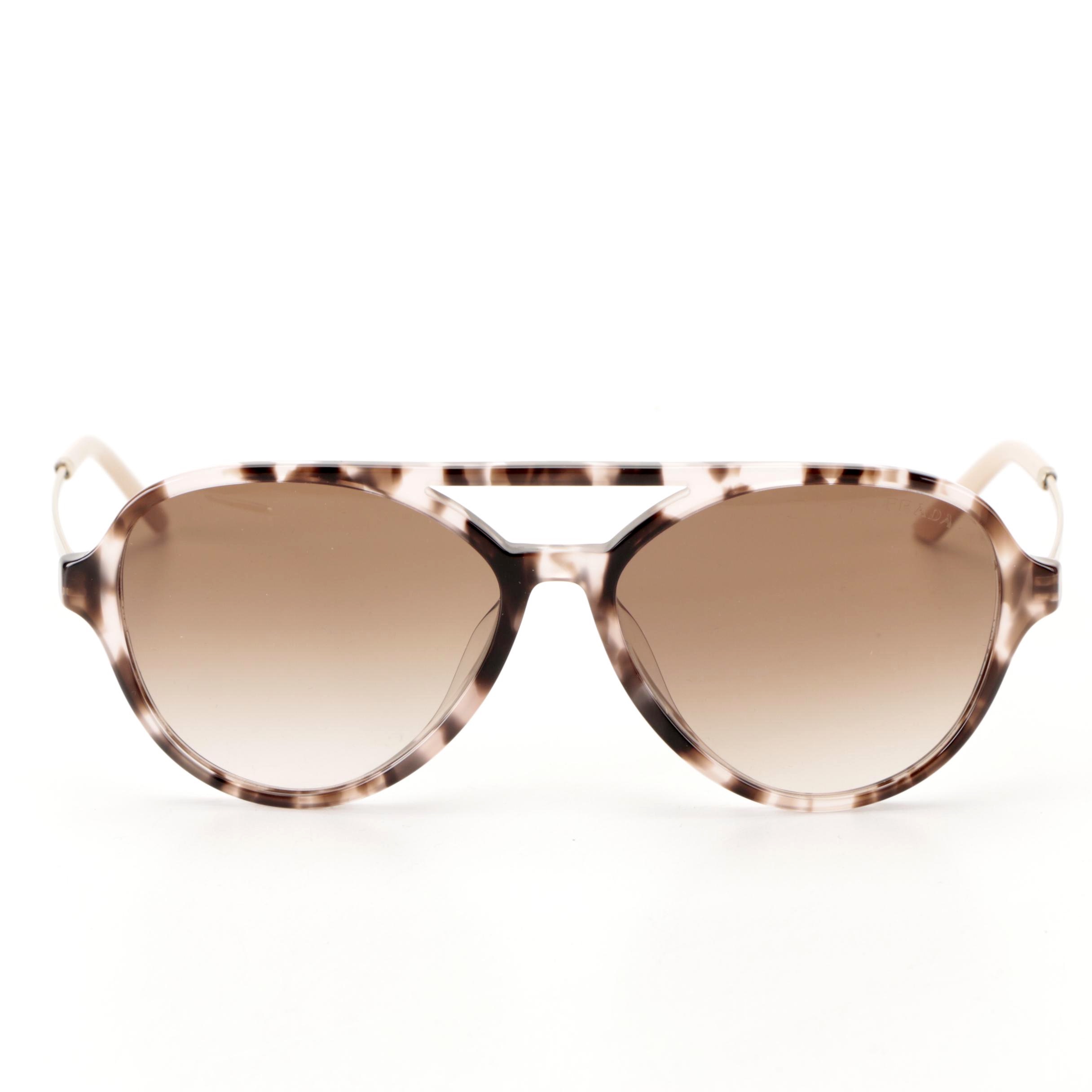 Prada SPR13WS-F Orchid Tortoise/Gold Metal Aviator Sunglasses with Box and Case