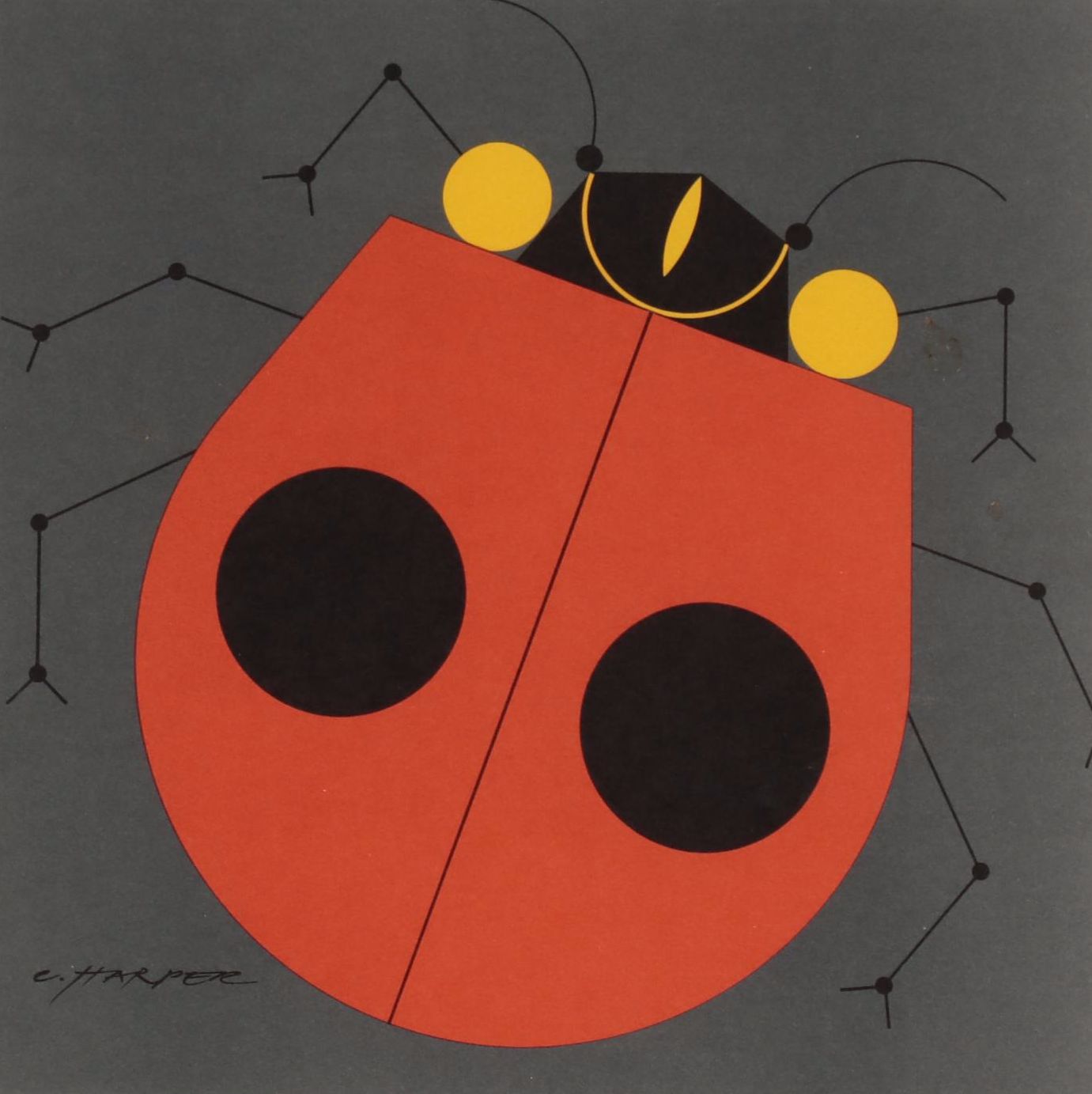 Charley Harper Lithograph "Ladybug"