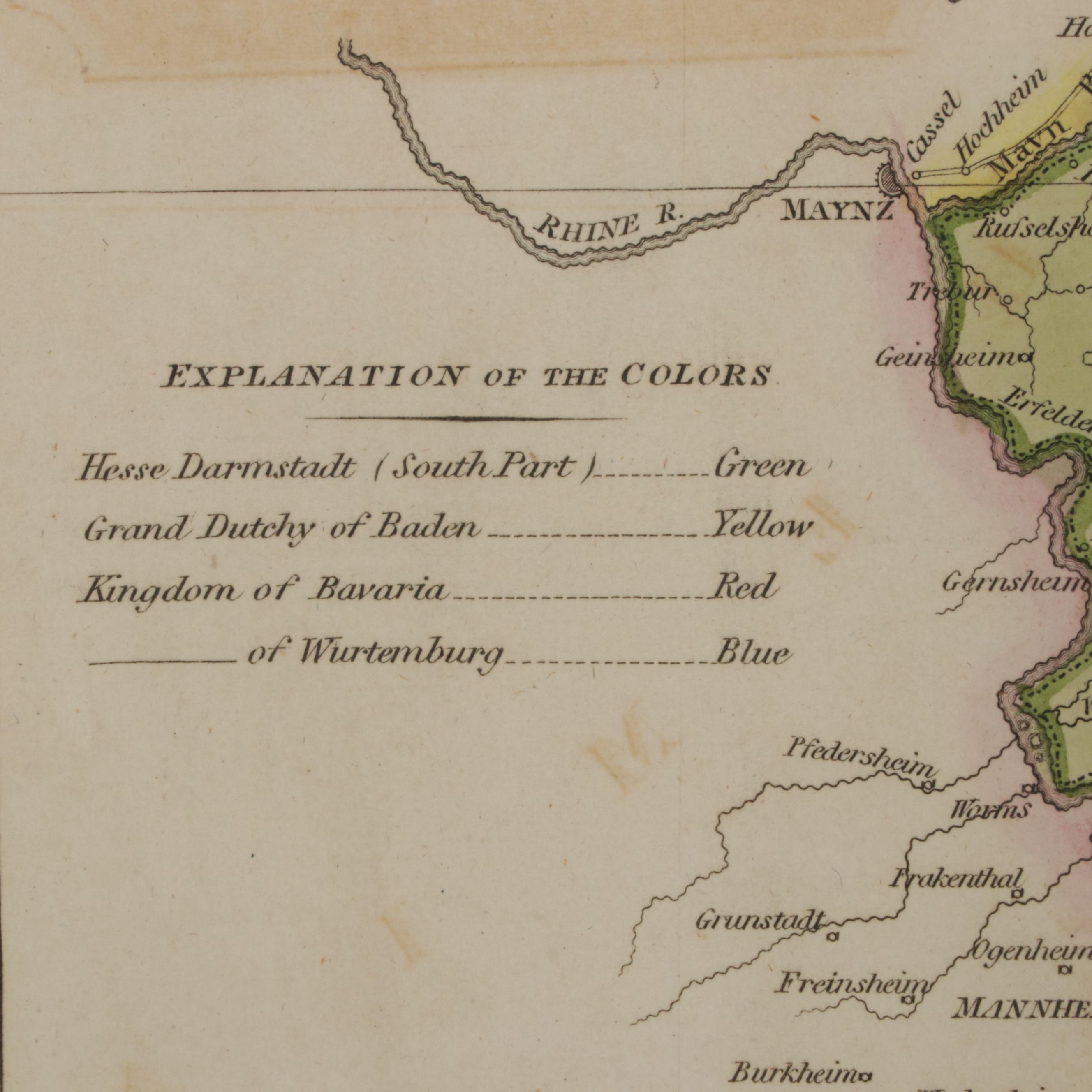 John Thomson Hand-Colored Engraving Map "Germany South of the Mayne," 1816