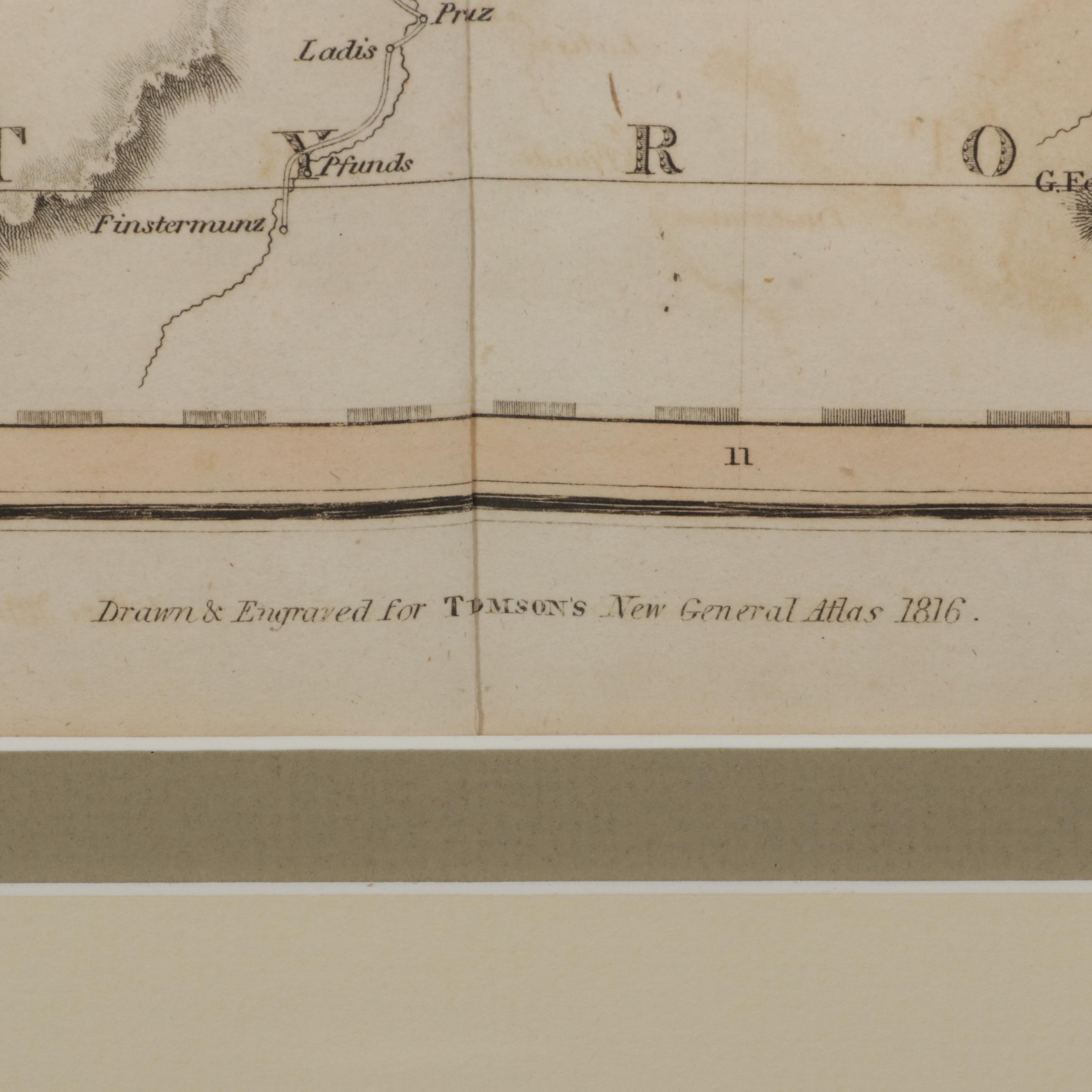 John Thomson Hand-Colored Engraving Map "Germany South of the Mayne," 1816