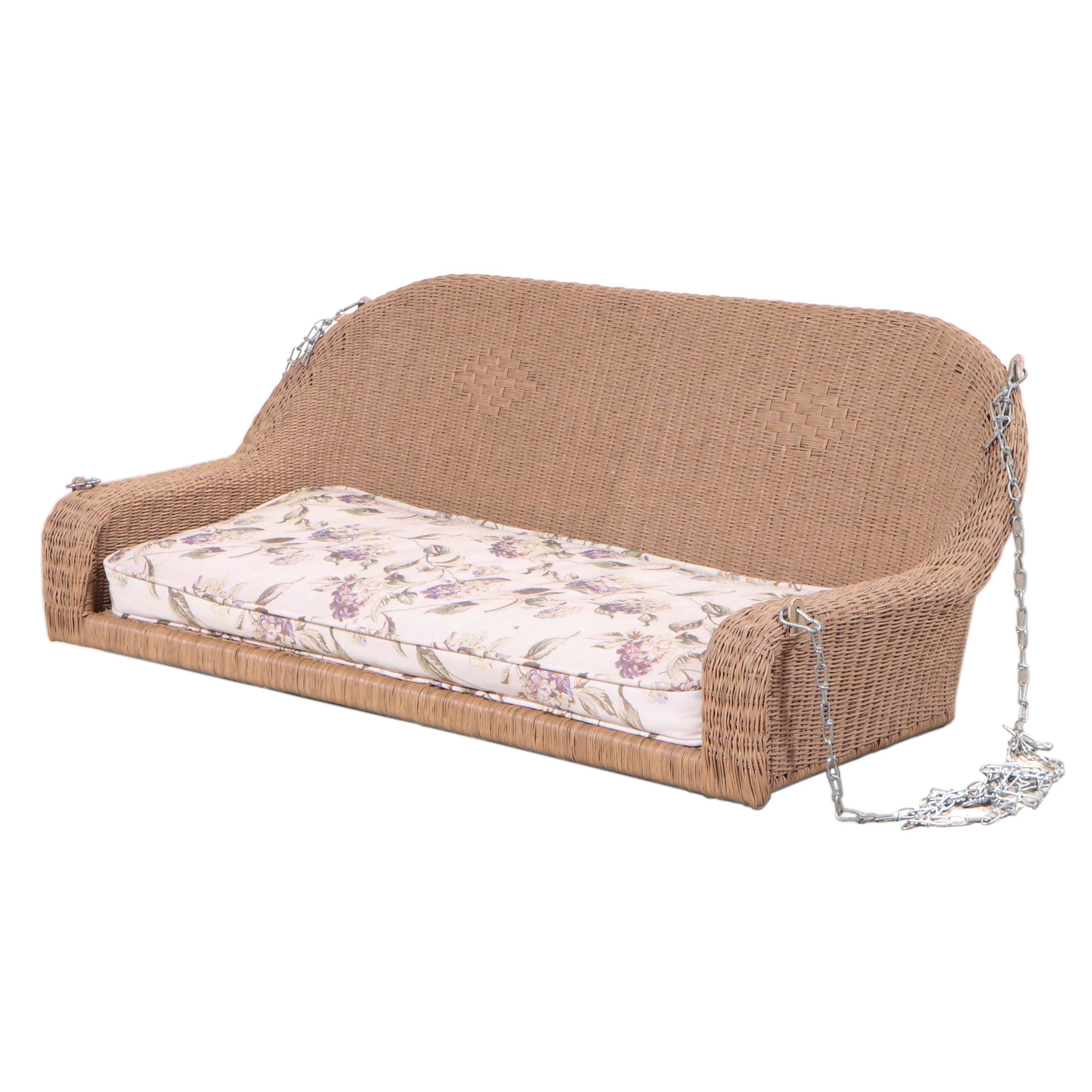 Contemporary Synthetic Wicker Hanging Porch Swing