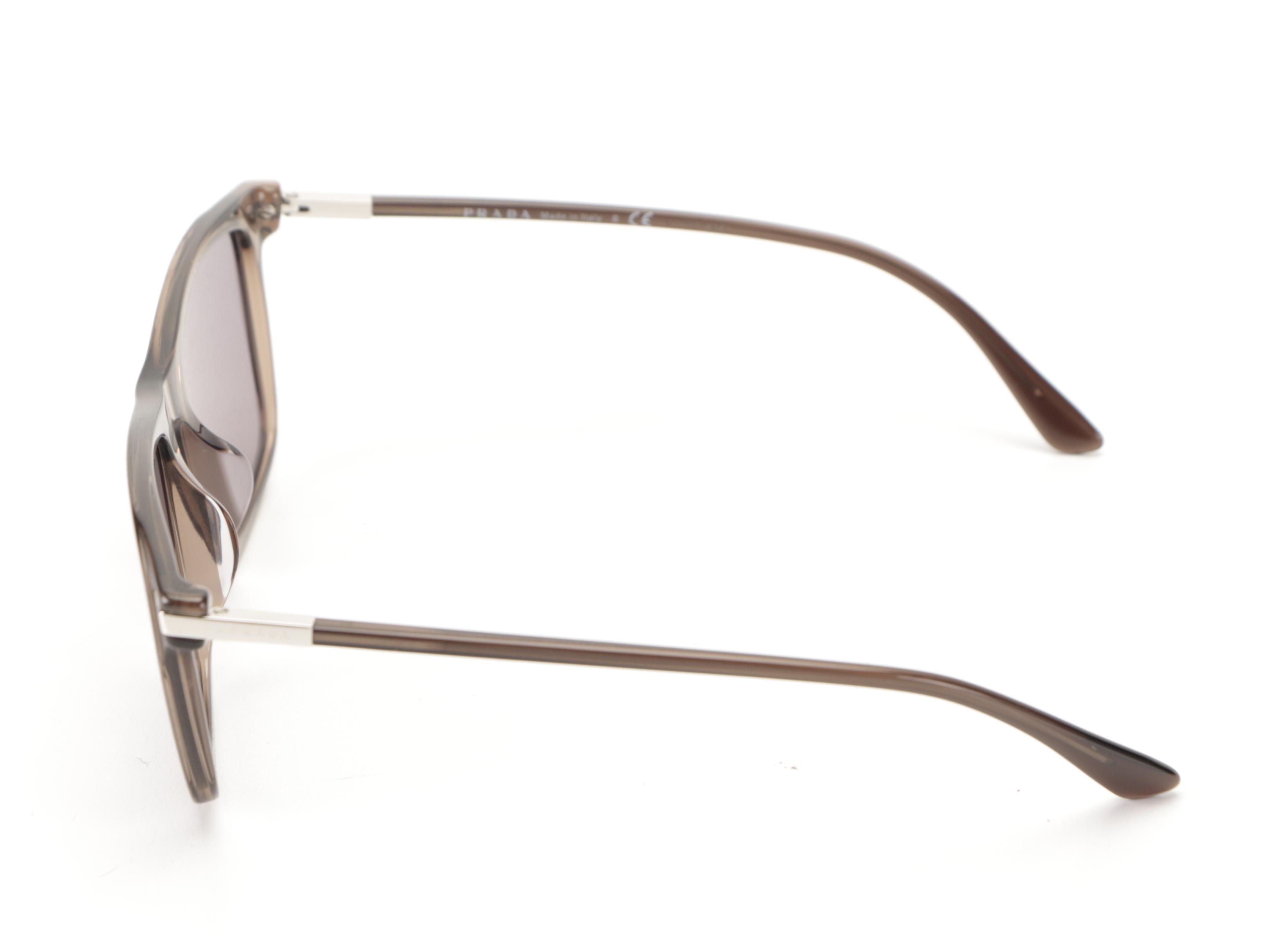 Prada SPR19X-F Square Sunglasses in Taupe with Case and Box