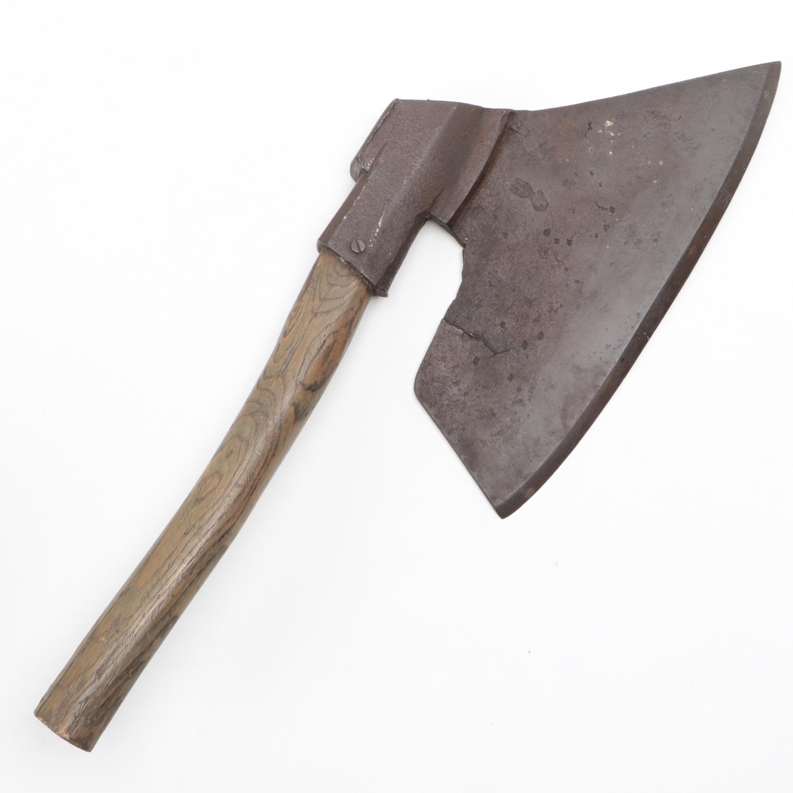 Goosewing Broad Axe with Continental Style Markings, Antique