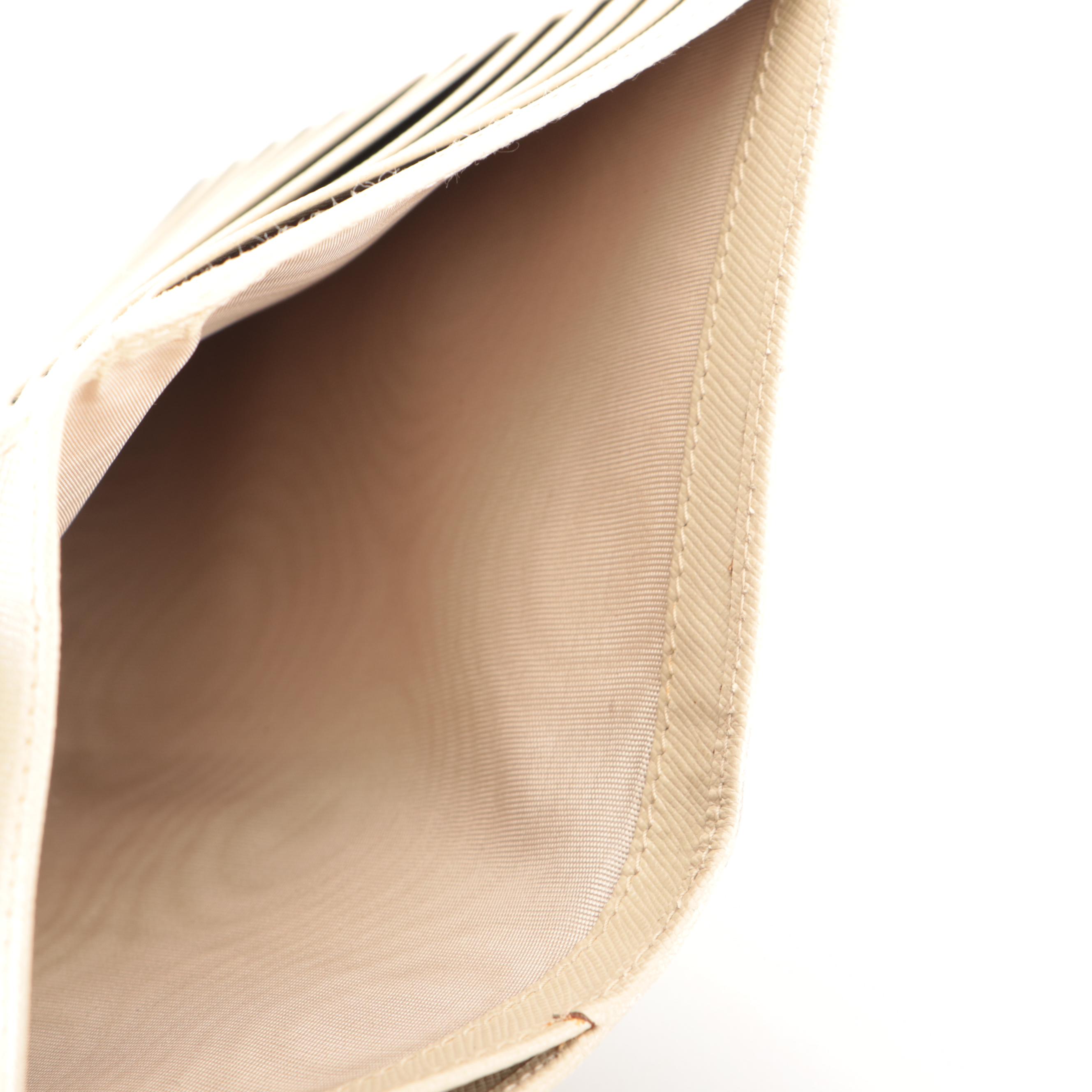 Prada French Flap Long Wallet in Beige Saffiano Leather