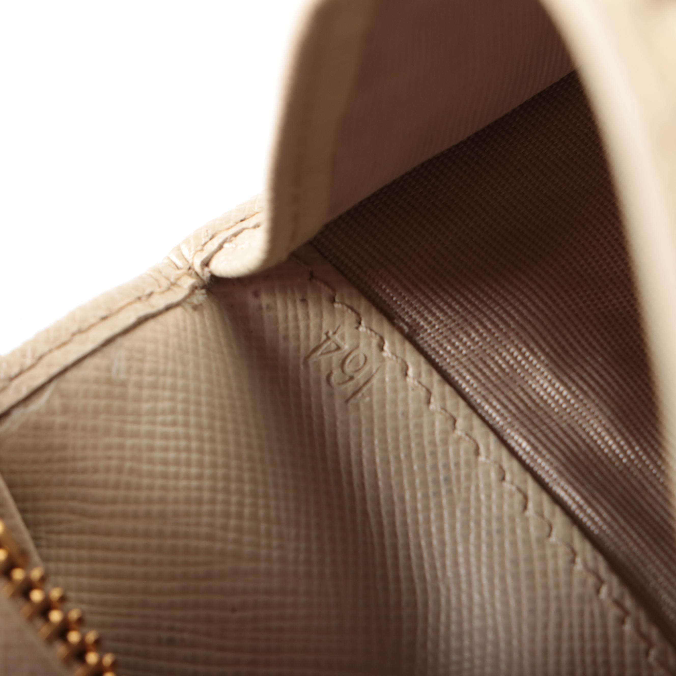 Prada French Flap Long Wallet in Beige Saffiano Leather