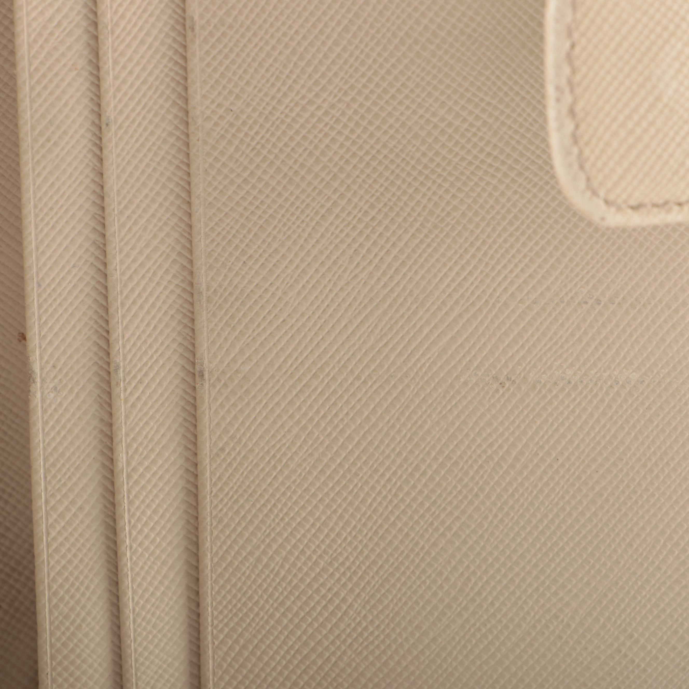 Prada French Flap Long Wallet in Beige Saffiano Leather