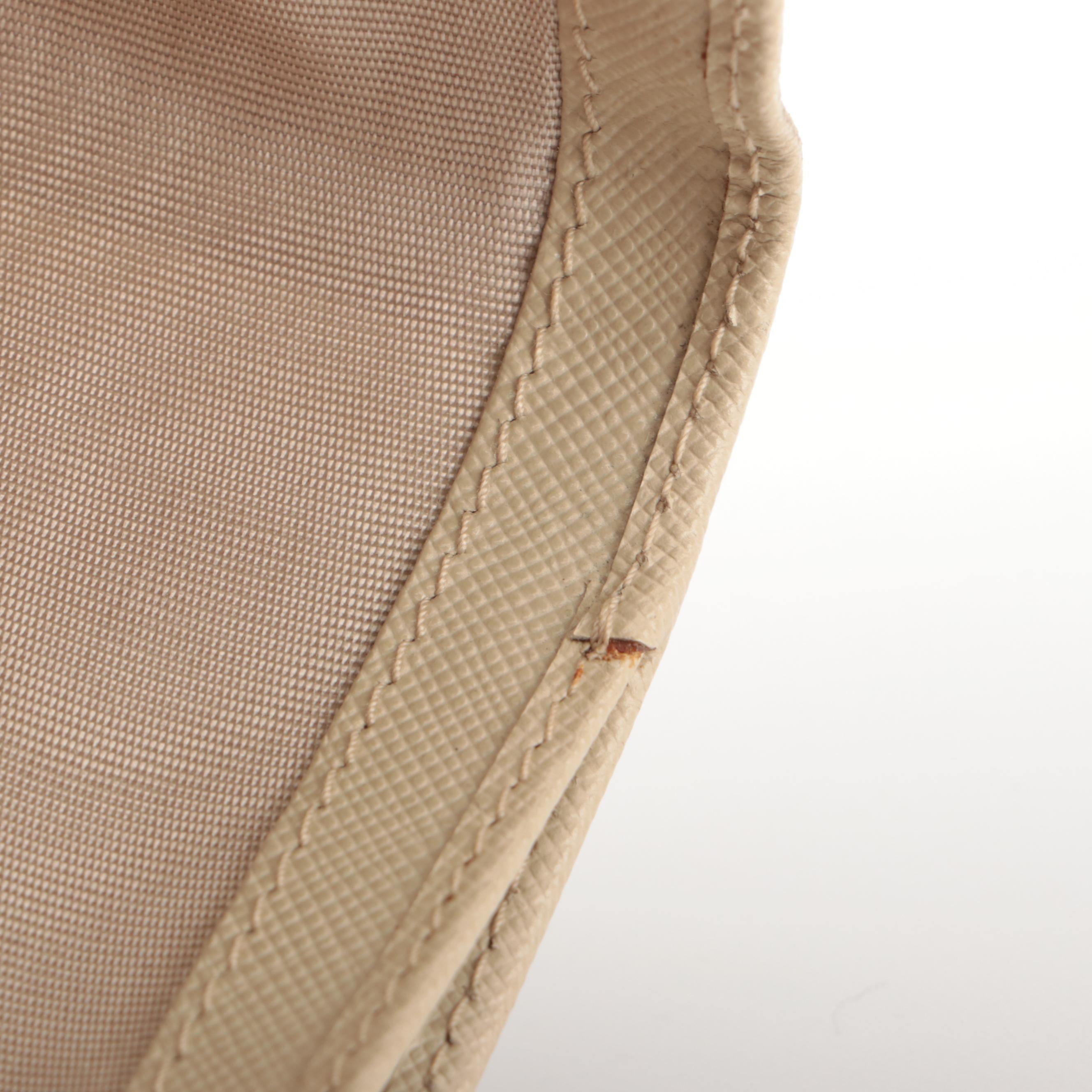 Prada French Flap Long Wallet in Beige Saffiano Leather