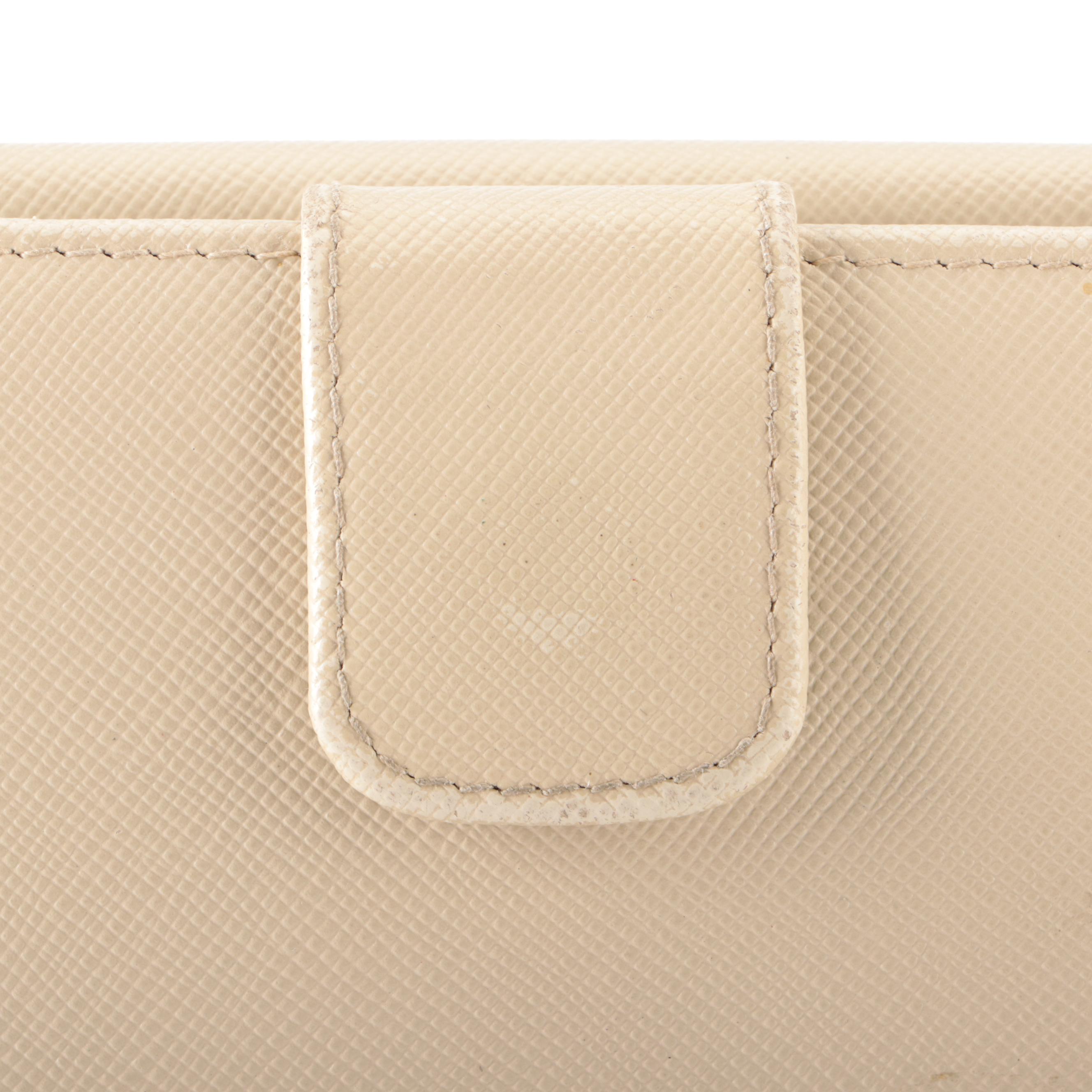 Prada French Flap Long Wallet in Beige Saffiano Leather