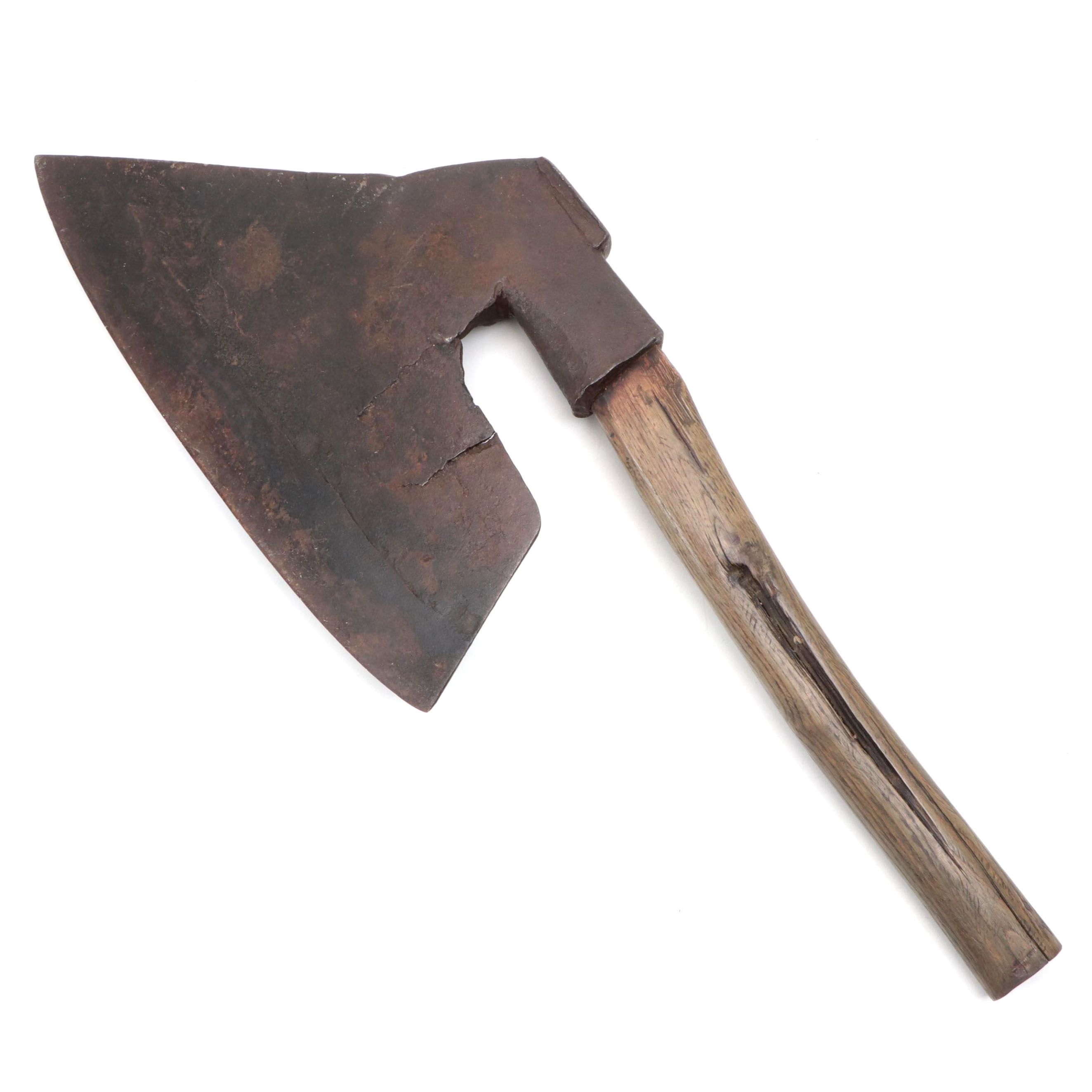 Goosewing Broad Axe with Continental Style Markings, Antique
