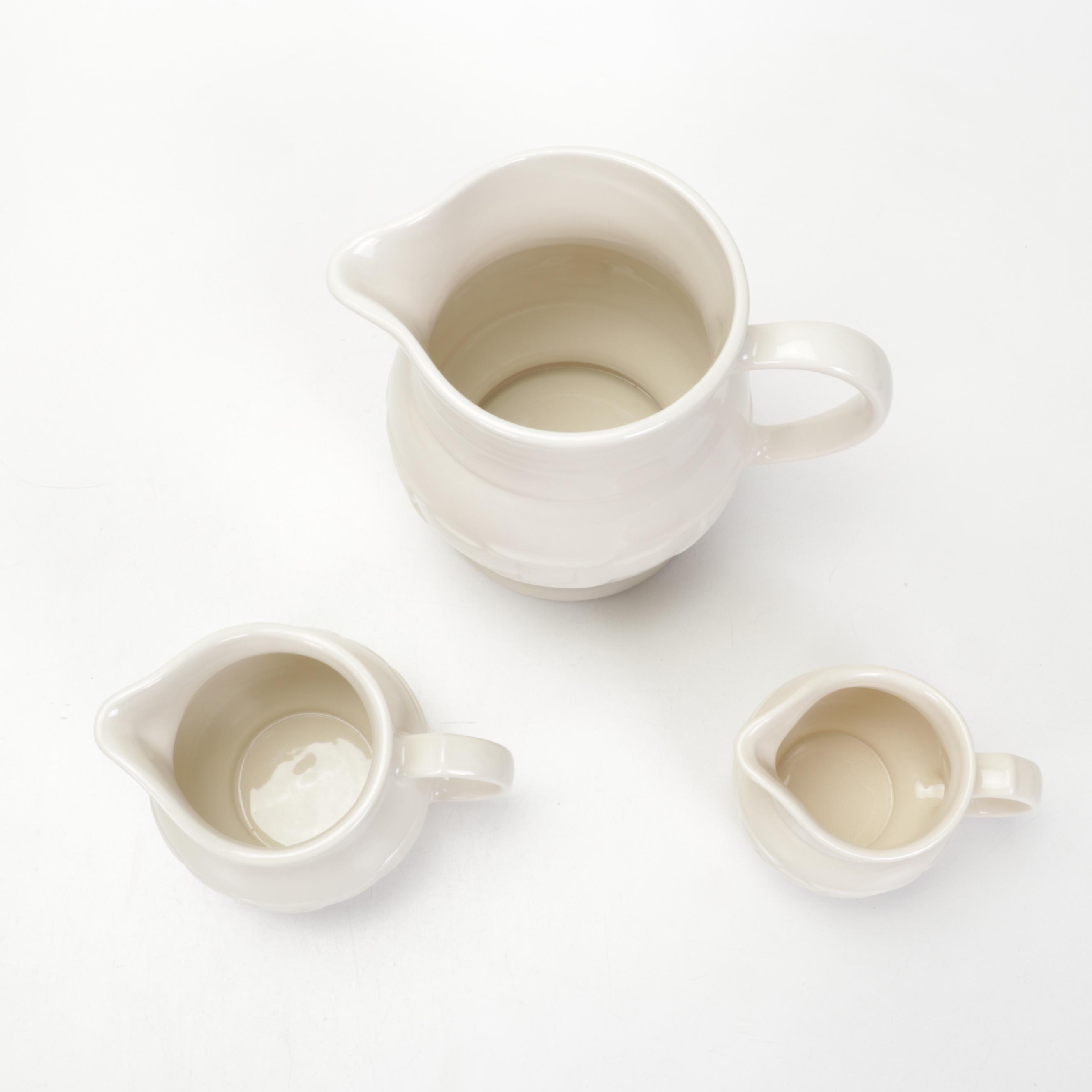 Longaberger "Woven Traditions" Ivory Ceramic Pitcher and Serveware